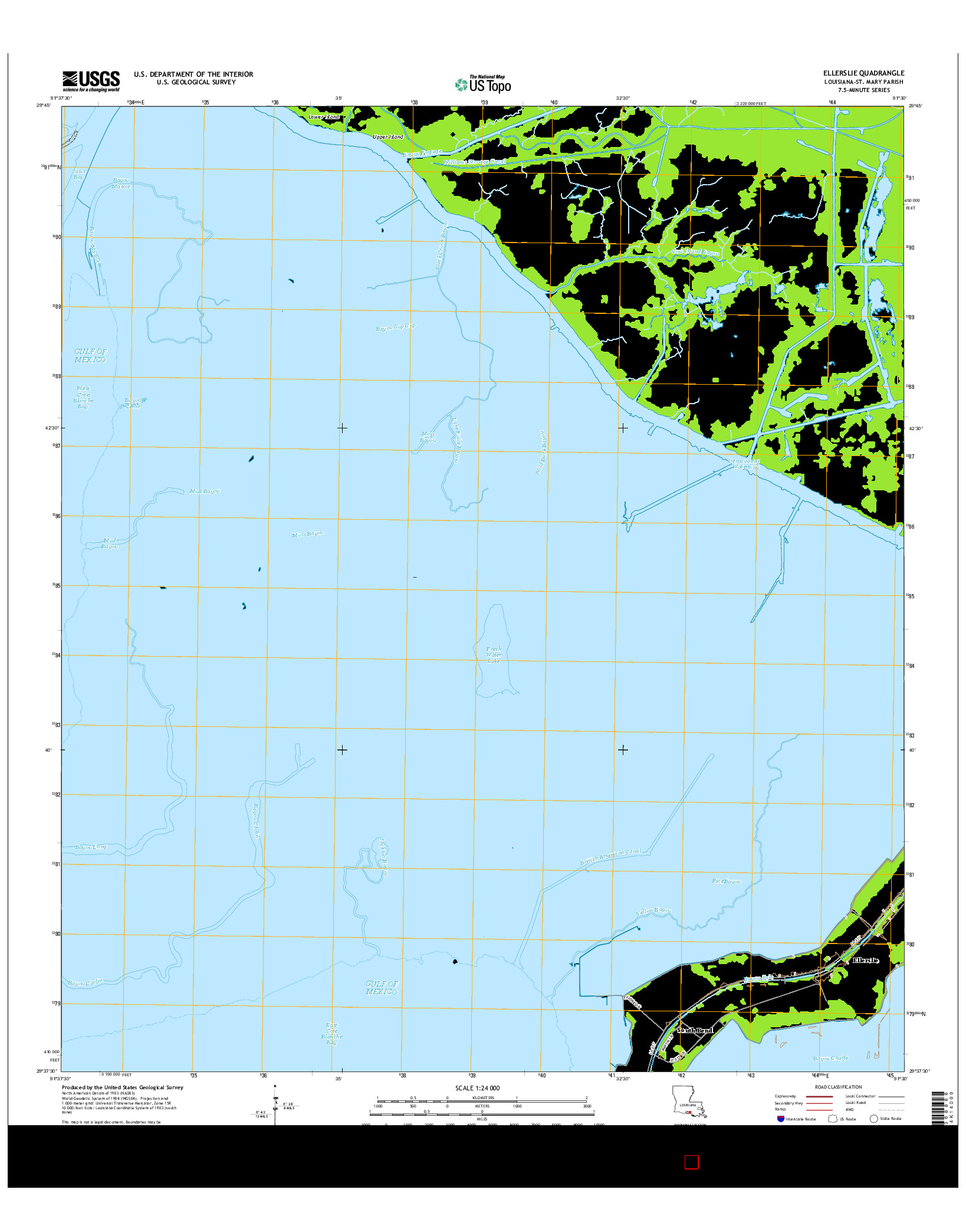 USGS US TOPO 7.5-MINUTE MAP FOR ELLERSLIE, LA 2015