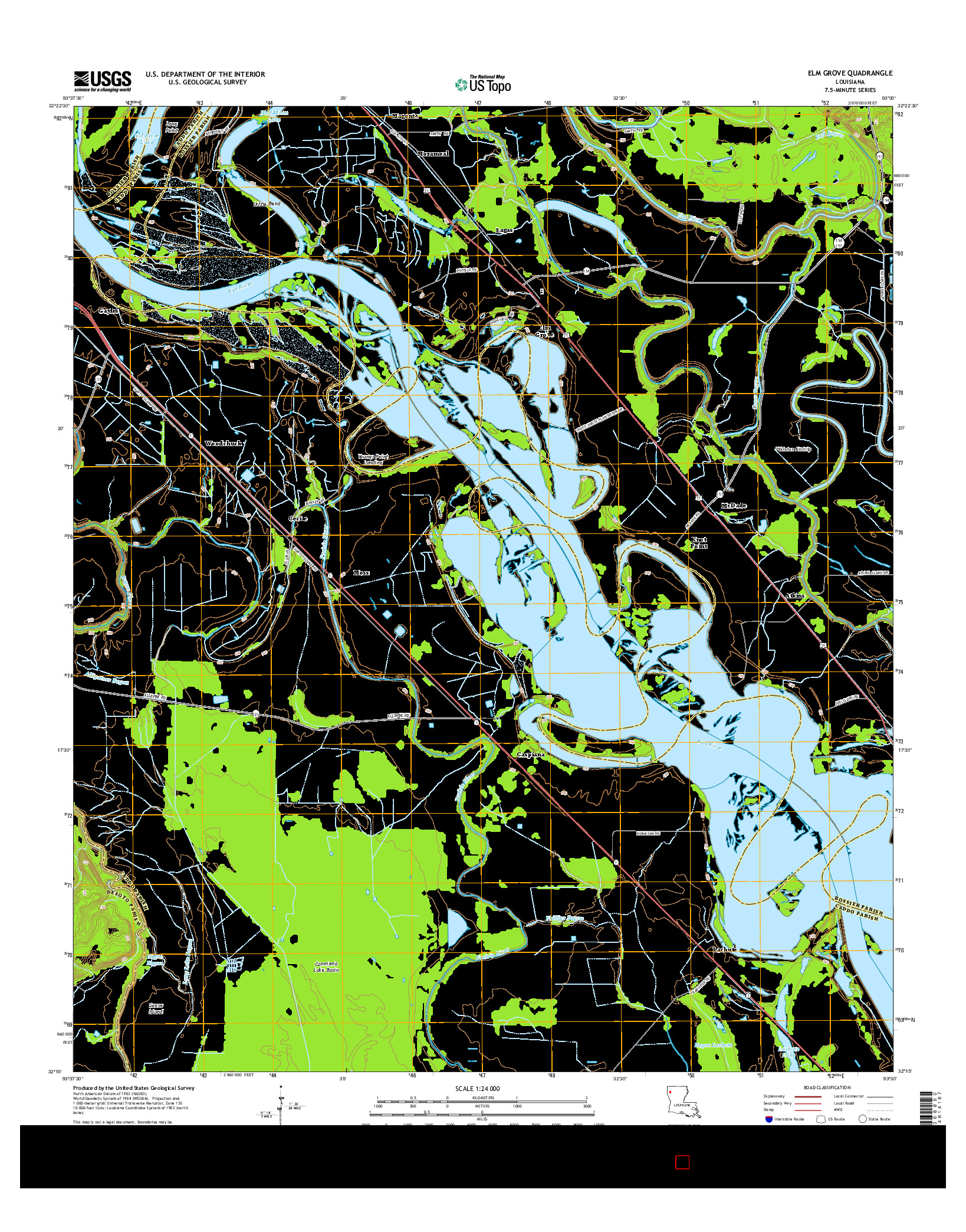 USGS US TOPO 7.5-MINUTE MAP FOR ELM GROVE, LA 2015