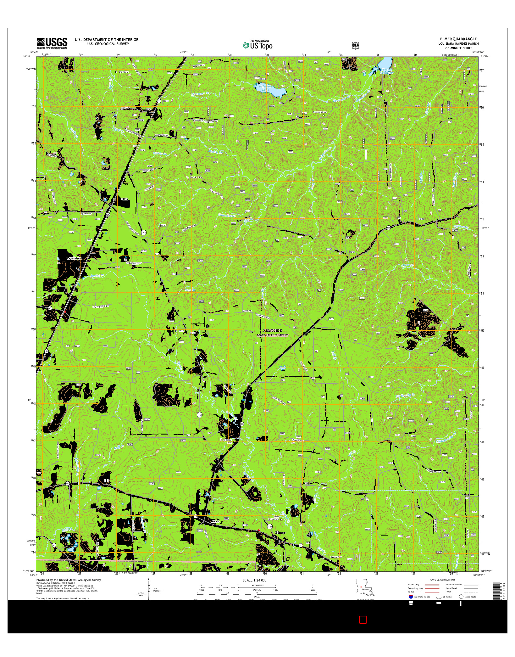 USGS US TOPO 7.5-MINUTE MAP FOR ELMER, LA 2015