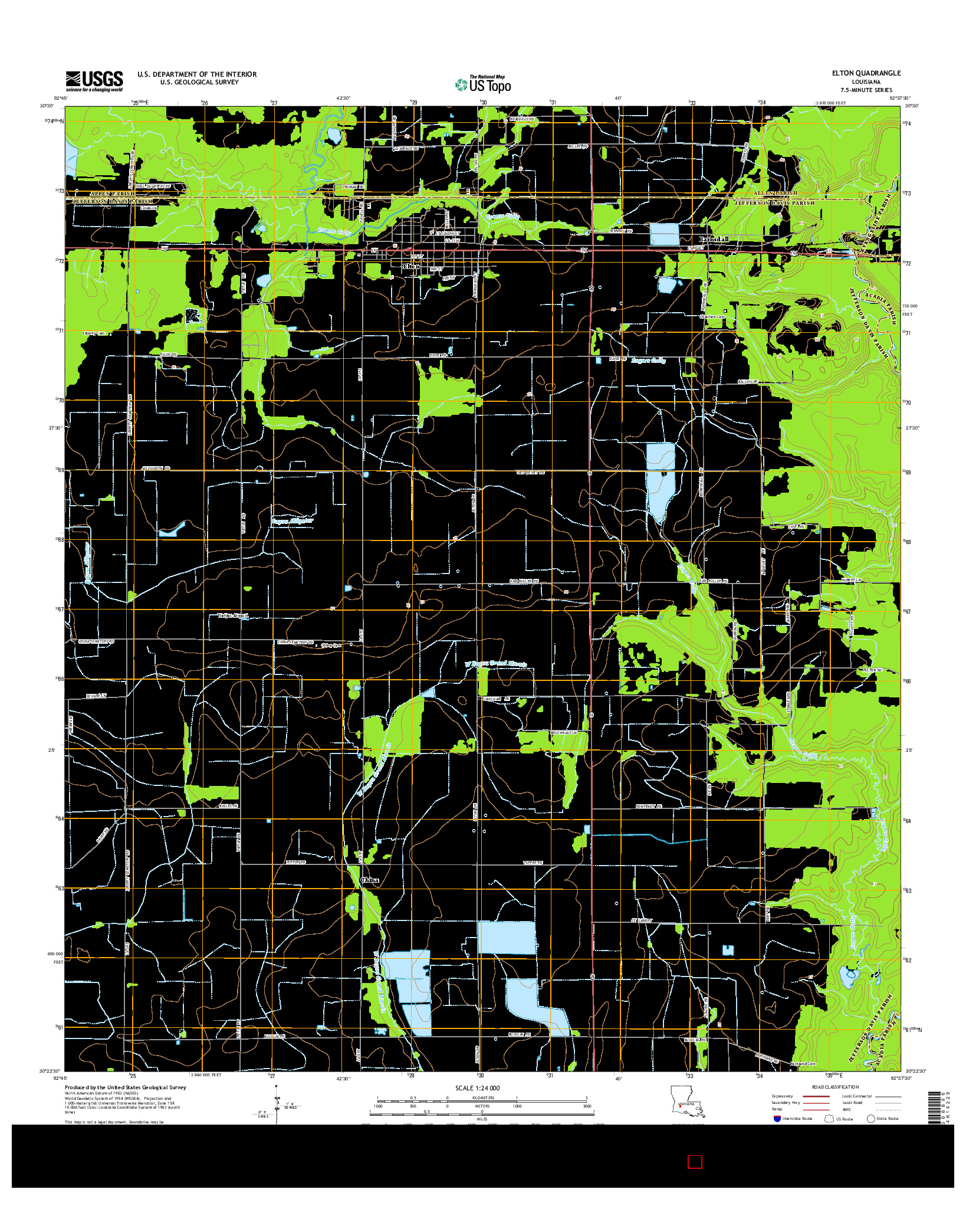 USGS US TOPO 7.5-MINUTE MAP FOR ELTON, LA 2015