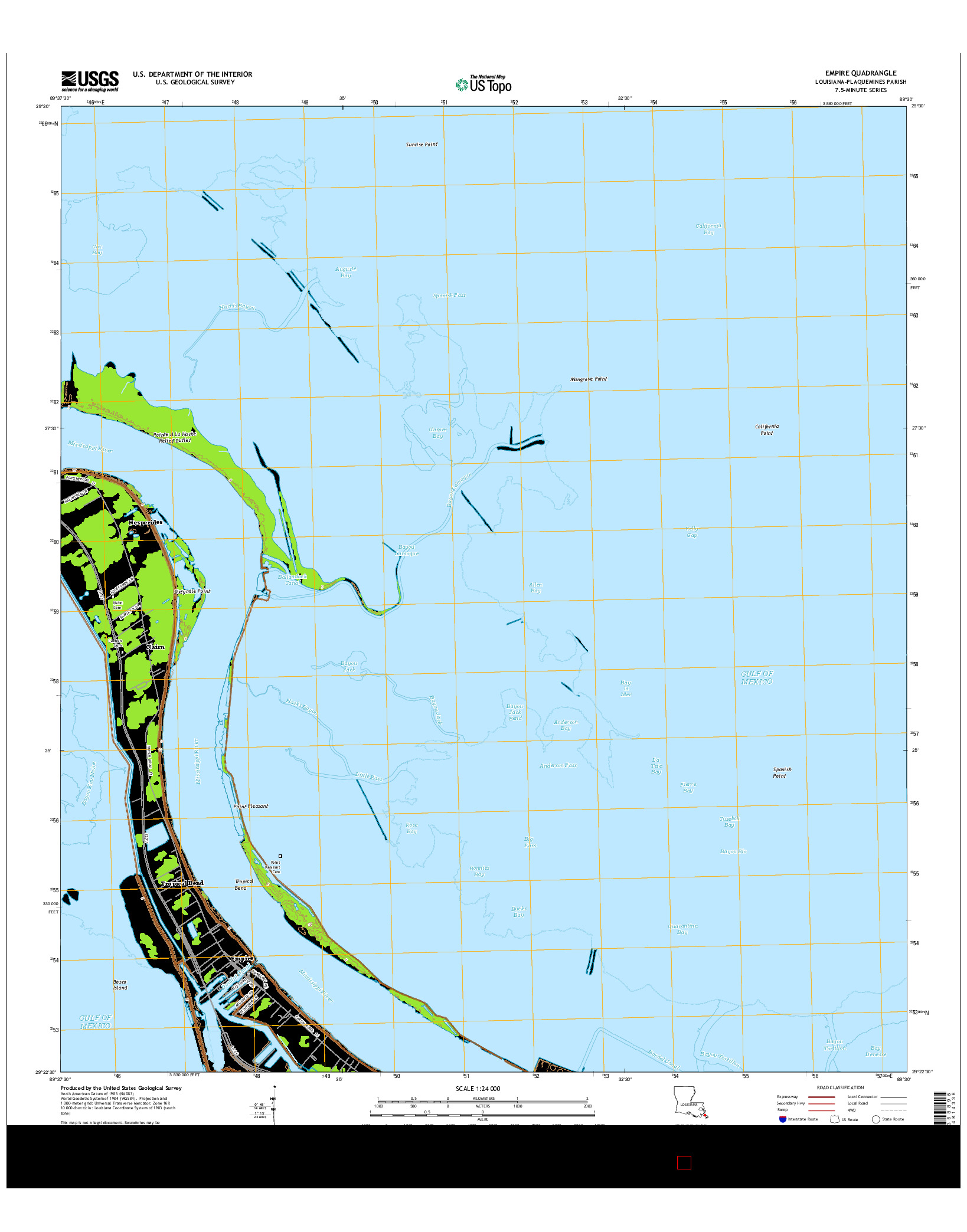 USGS US TOPO 7.5-MINUTE MAP FOR EMPIRE, LA 2015