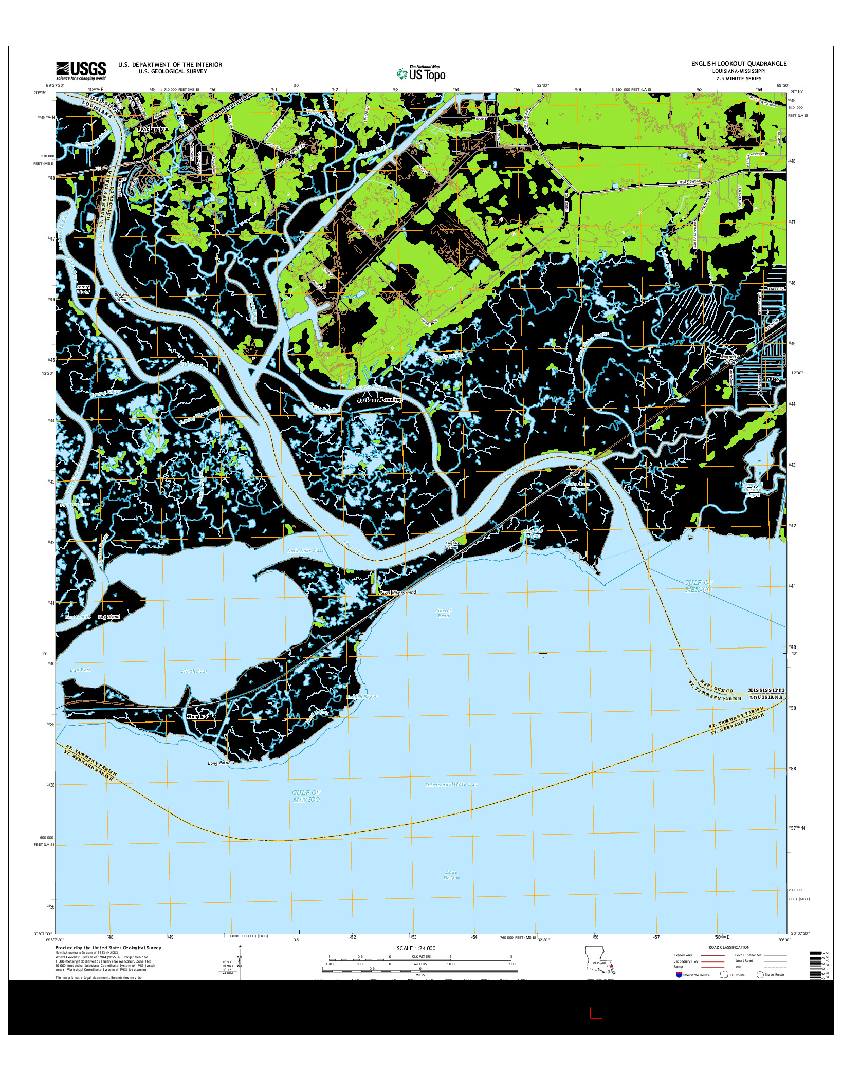 USGS US TOPO 7.5-MINUTE MAP FOR ENGLISH LOOKOUT, LA-MS 2015