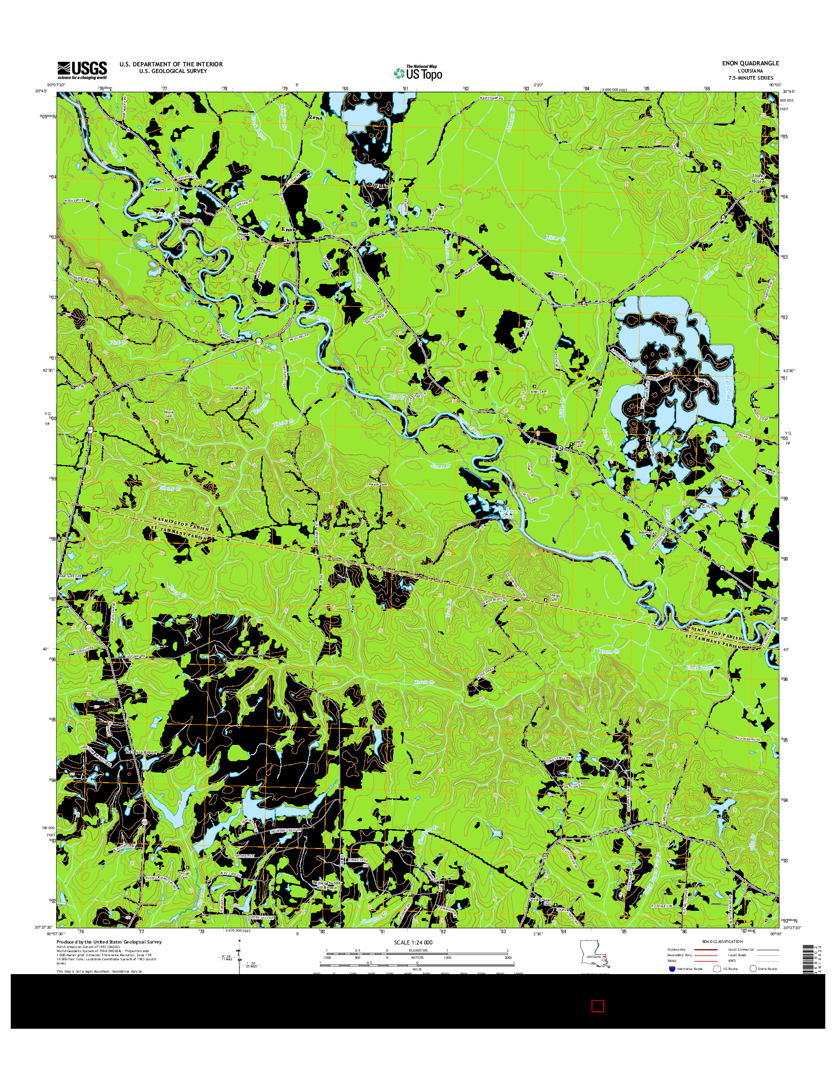 USGS US TOPO 7.5-MINUTE MAP FOR ENON, LA 2015