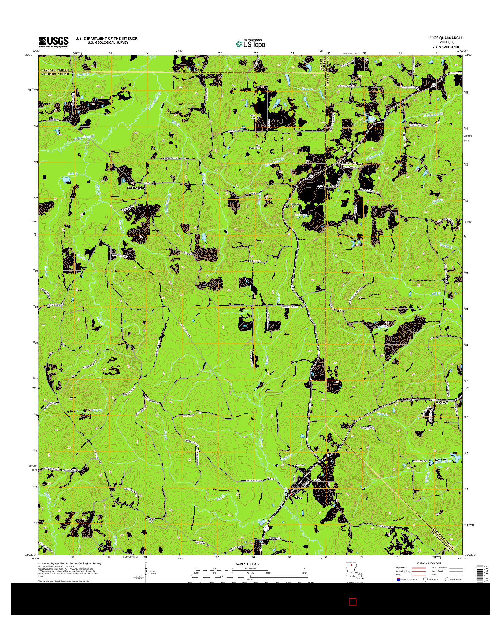 USGS US TOPO 7.5-MINUTE MAP FOR EROS, LA 2015