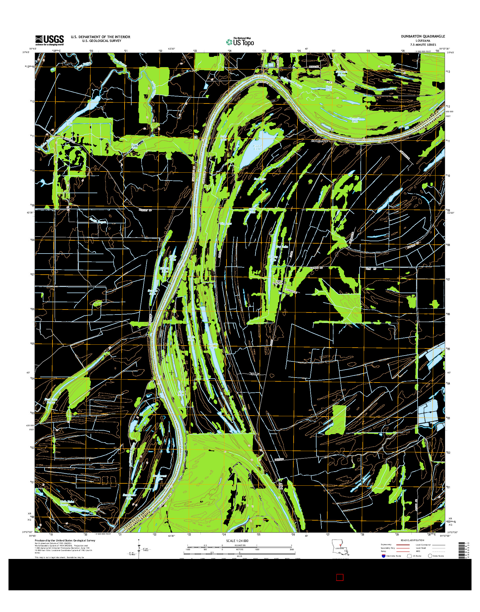 USGS US TOPO 7.5-MINUTE MAP FOR DUNBARTON, LA 2015