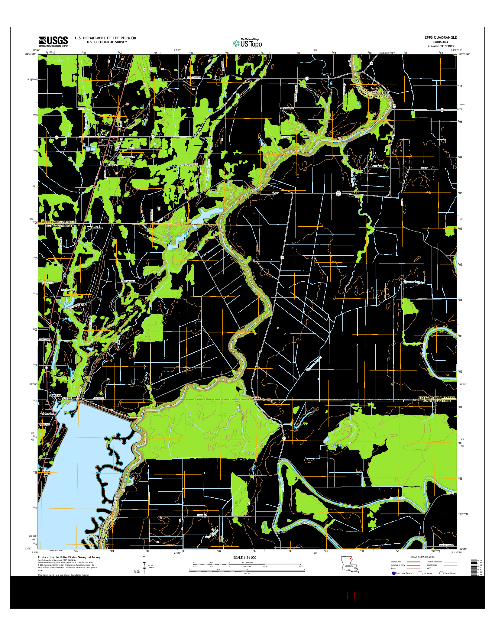 USGS US TOPO 7.5-MINUTE MAP FOR EPPS, LA 2015