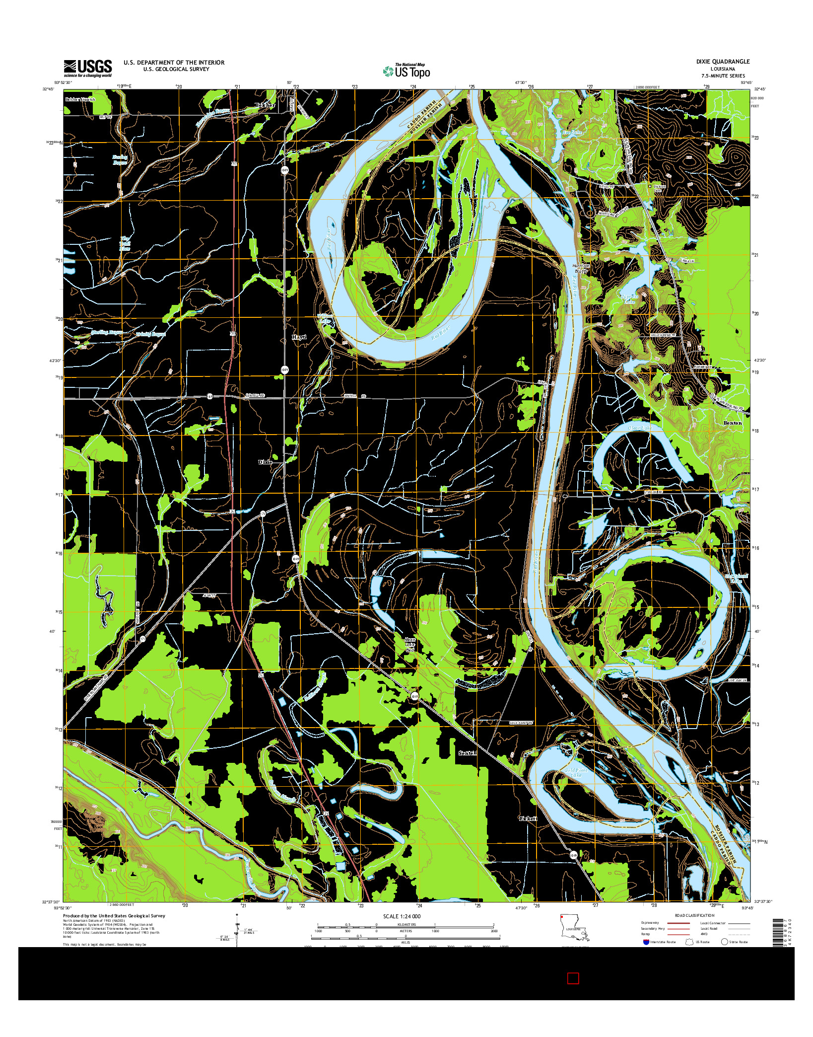 USGS US TOPO 7.5-MINUTE MAP FOR DIXIE, LA 2015