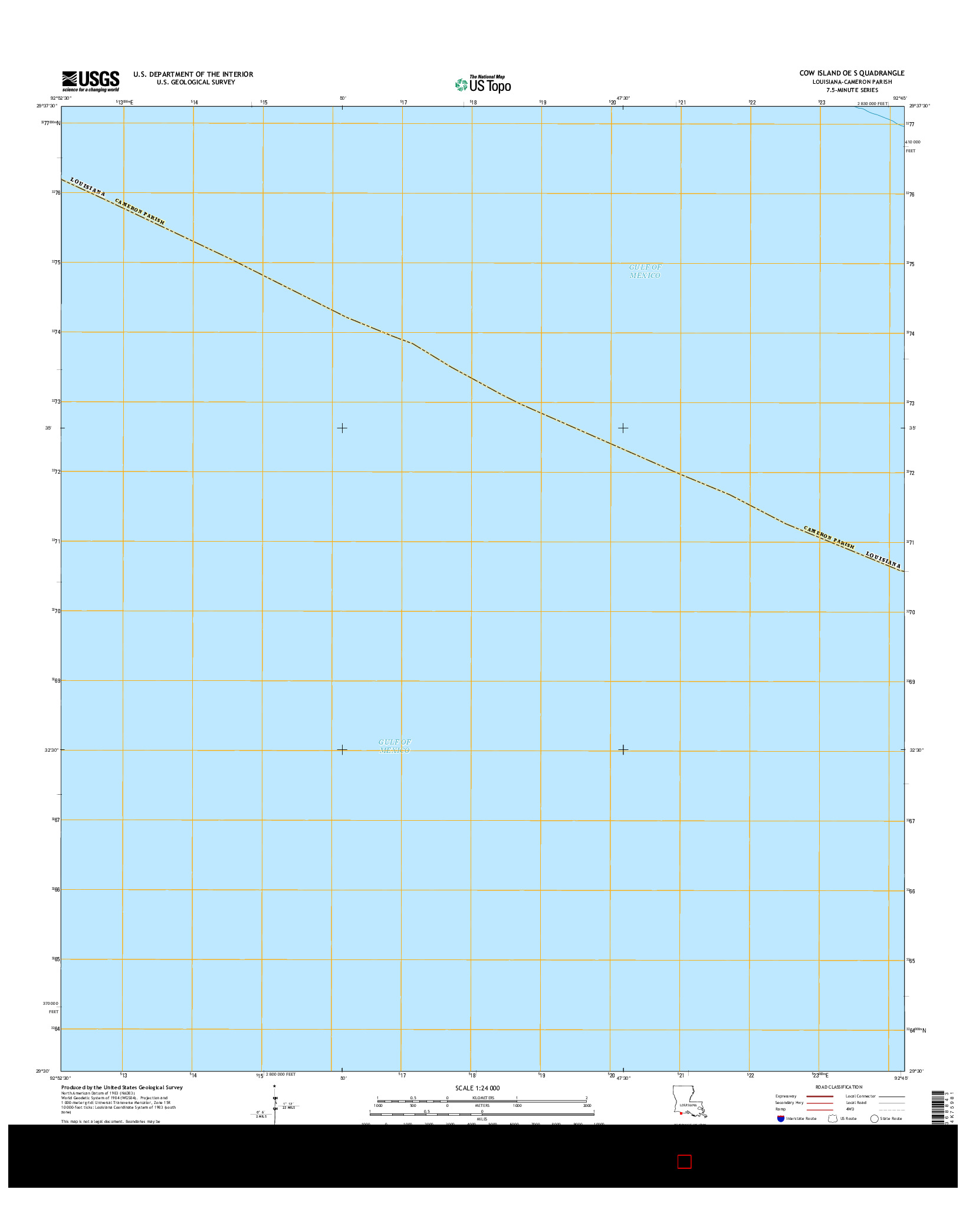 USGS US TOPO 7.5-MINUTE MAP FOR COW ISLAND OE S, LA 2015