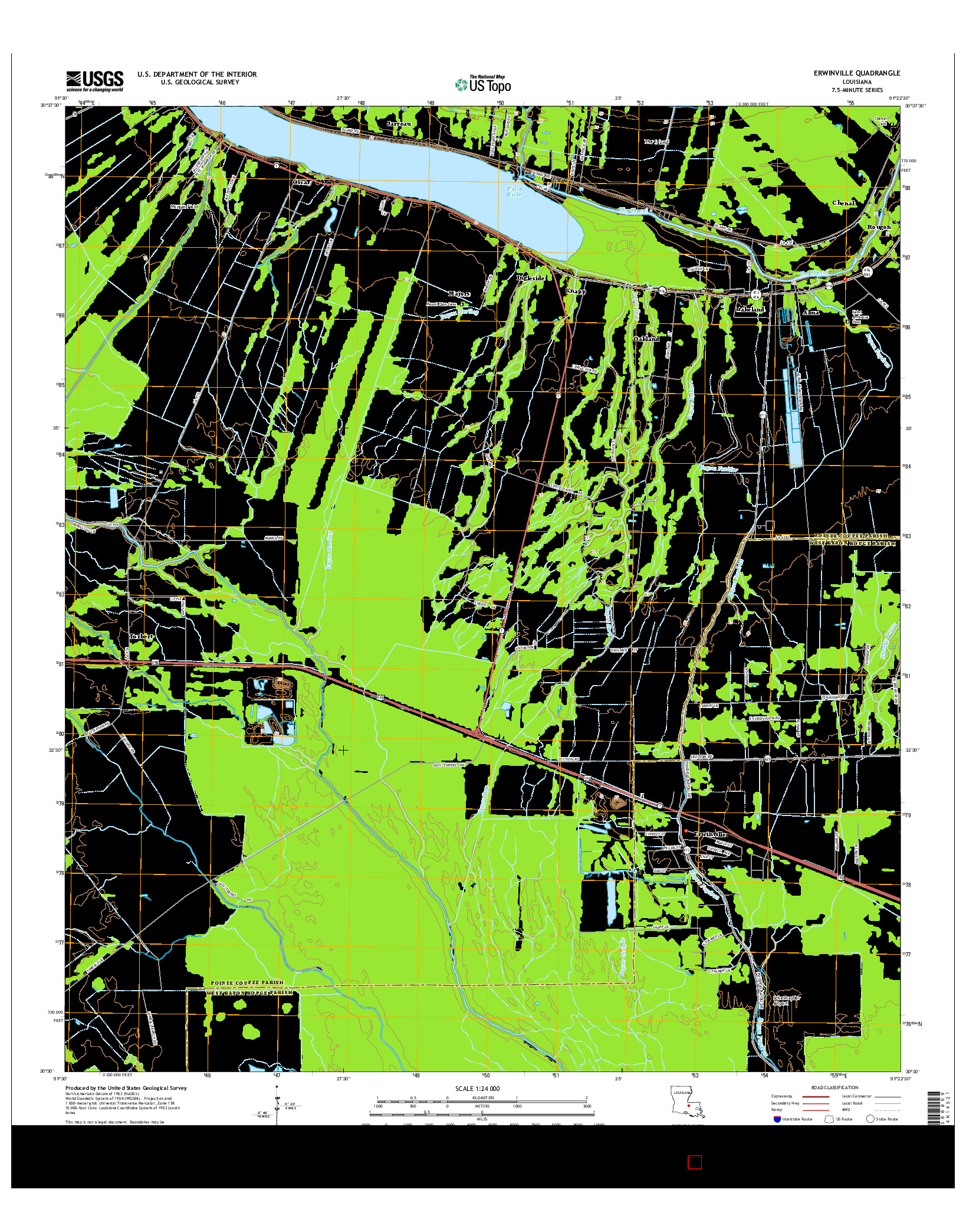USGS US TOPO 7.5-MINUTE MAP FOR ERWINVILLE, LA 2015