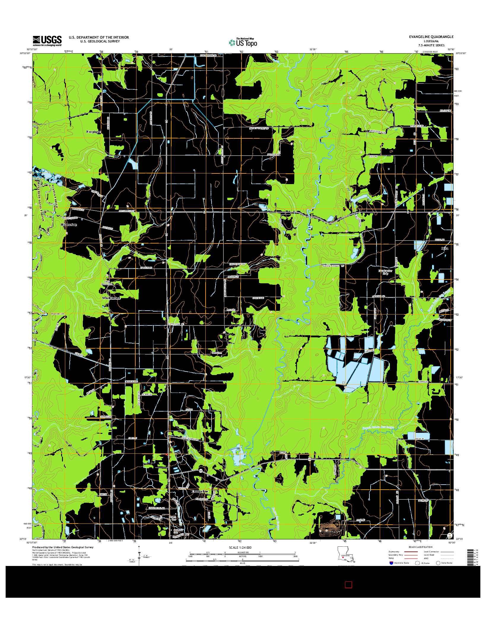 USGS US TOPO 7.5-MINUTE MAP FOR EVANGELINE, LA 2015