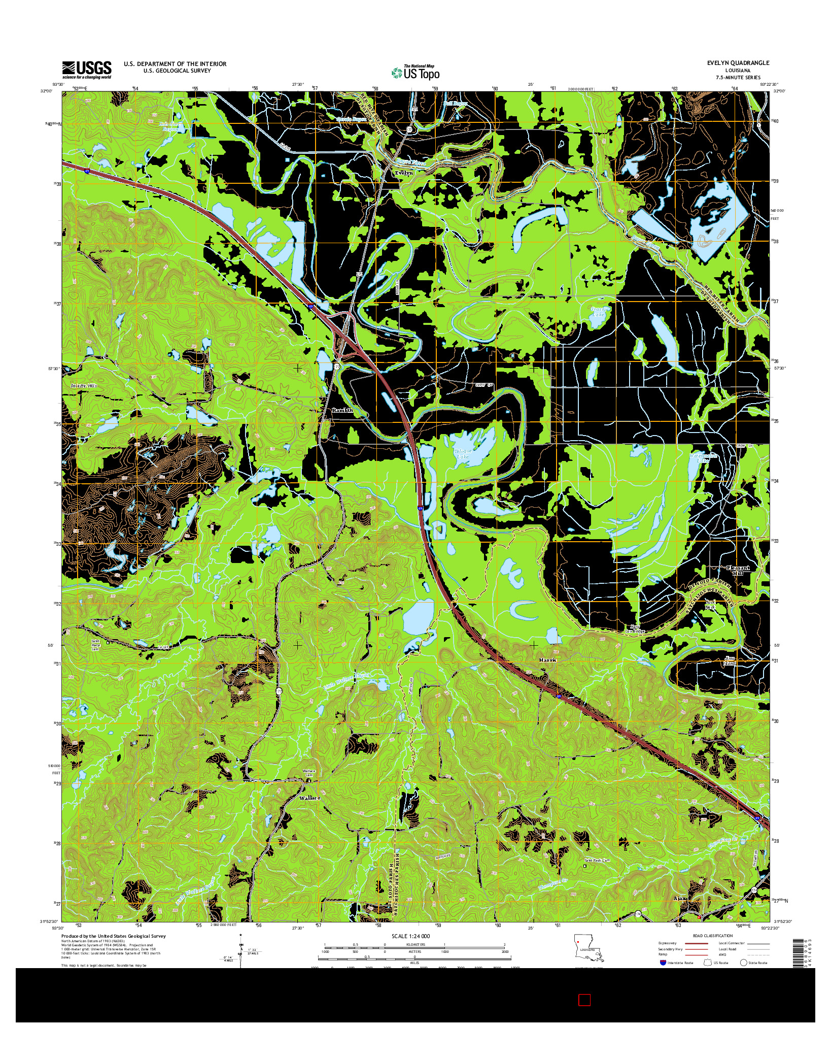 USGS US TOPO 7.5-MINUTE MAP FOR EVELYN, LA 2015