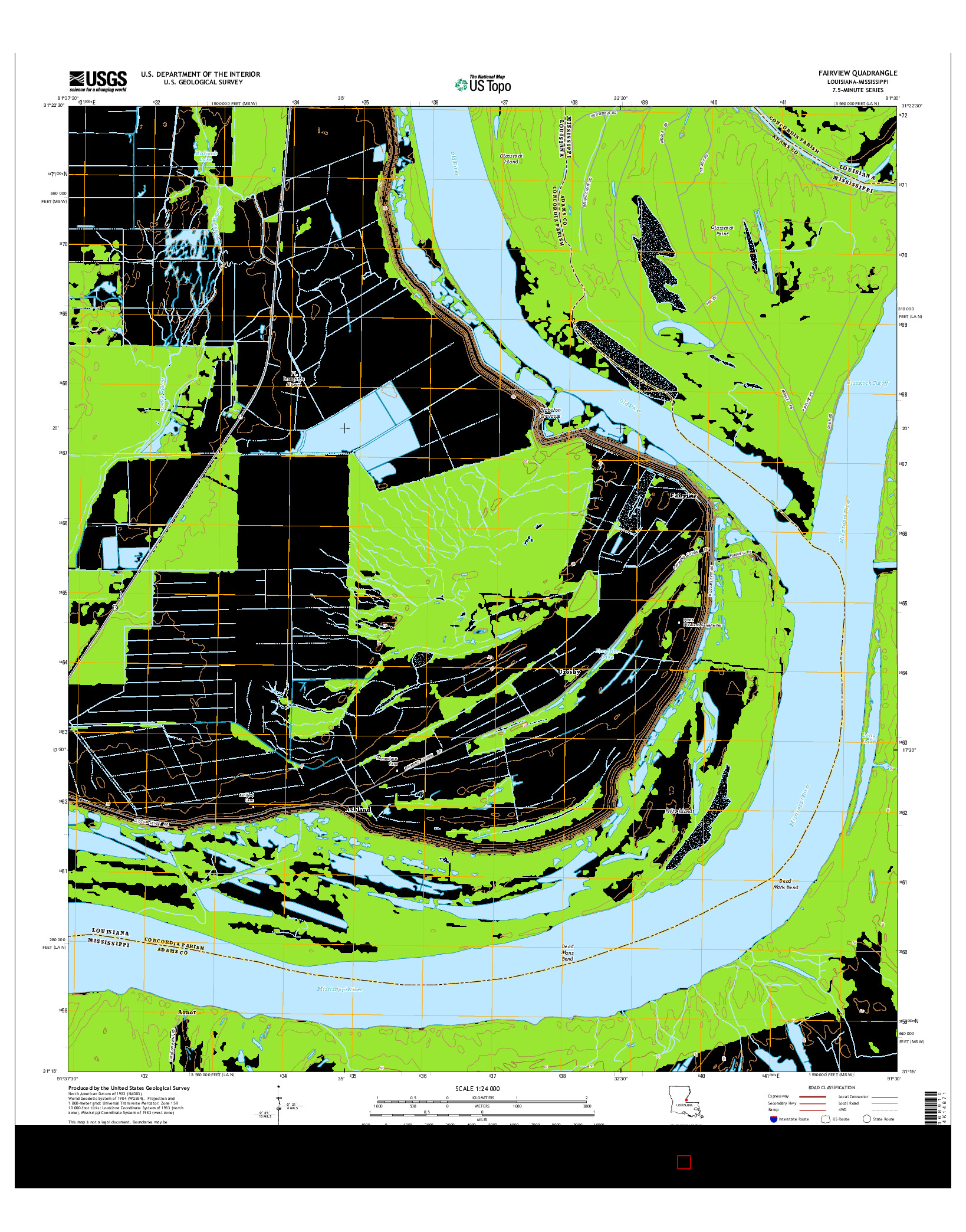 USGS US TOPO 7.5-MINUTE MAP FOR FAIRVIEW, LA-MS 2015