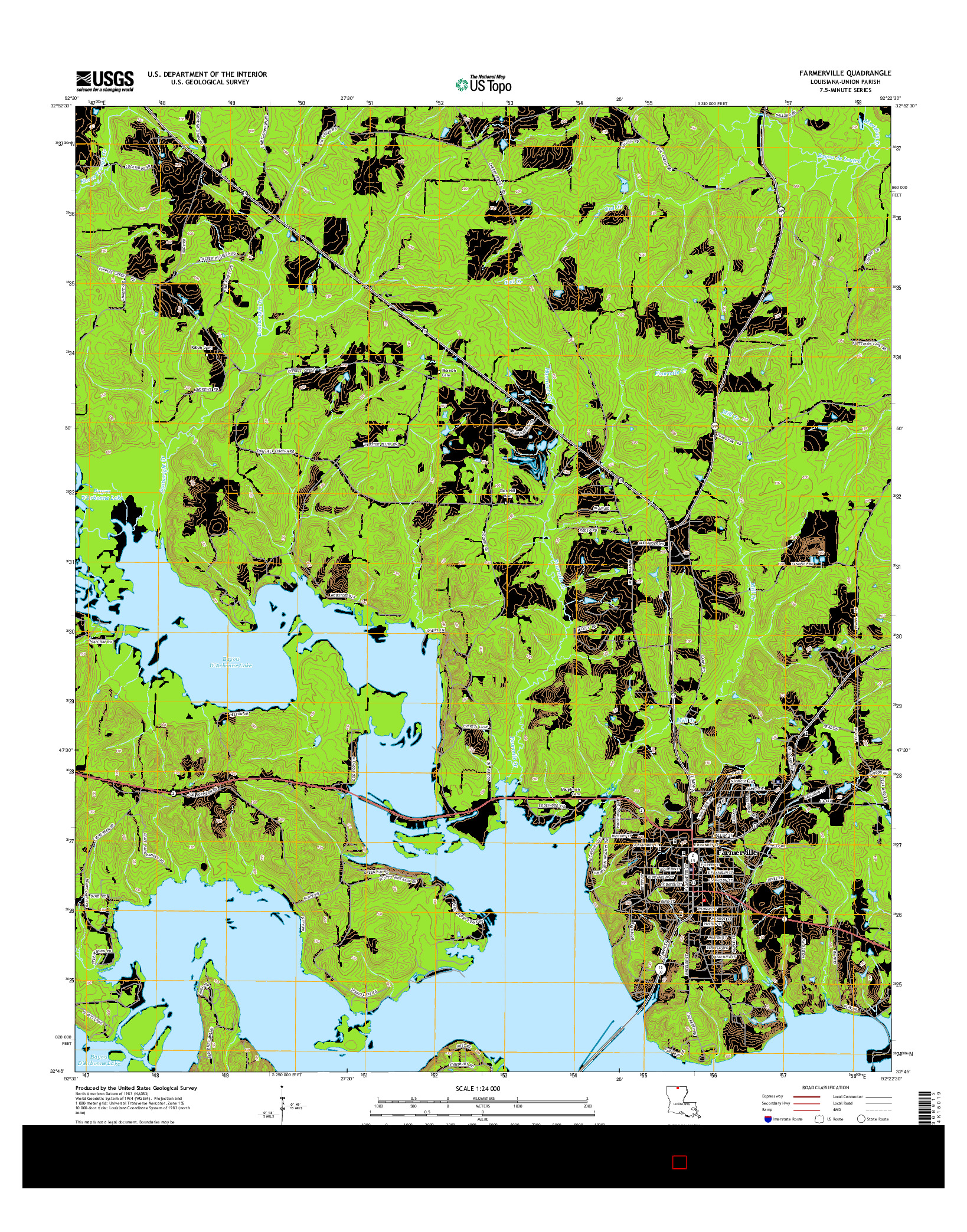 USGS US TOPO 7.5-MINUTE MAP FOR FARMERVILLE, LA 2015