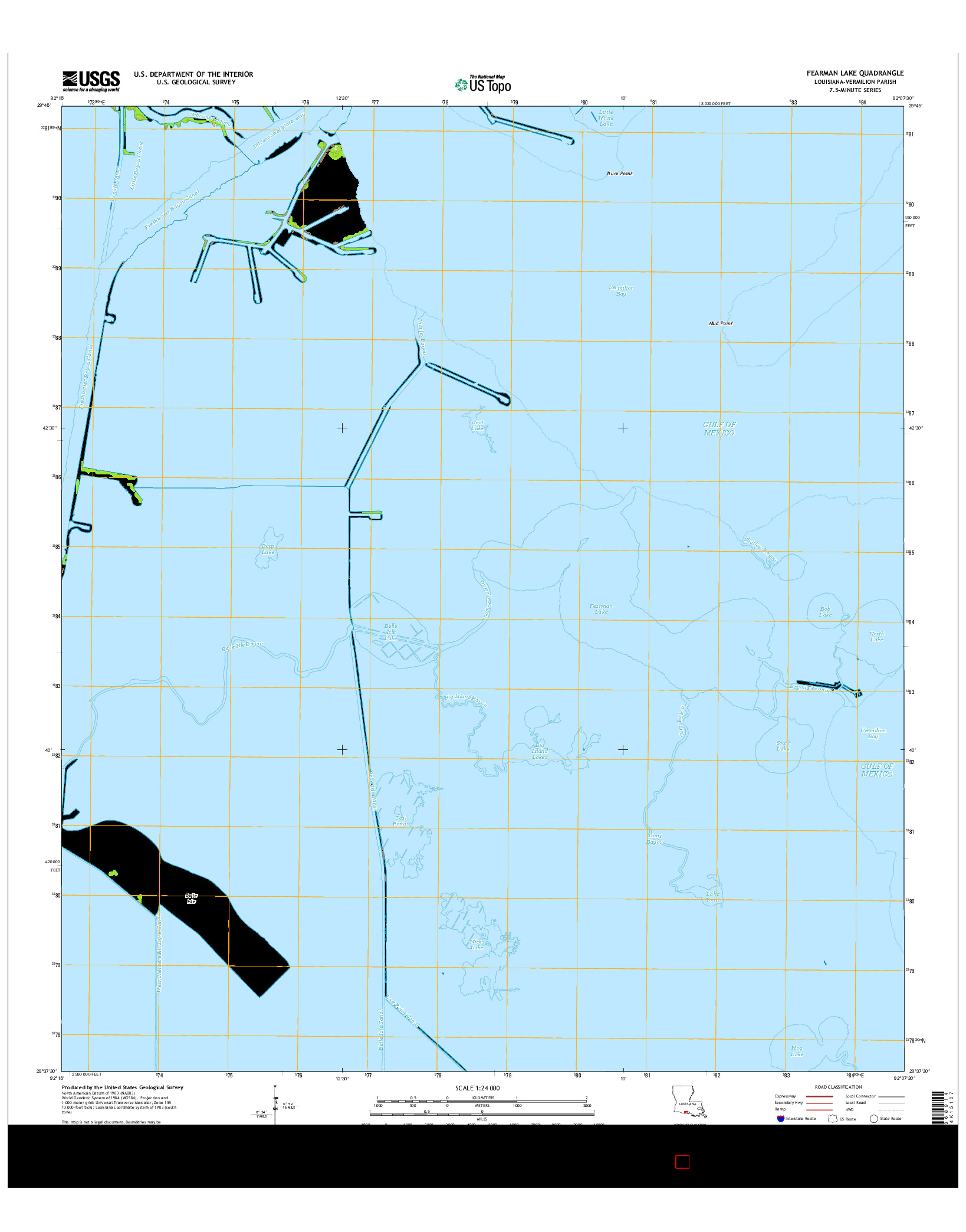 USGS US TOPO 7.5-MINUTE MAP FOR FEARMAN LAKE, LA 2015