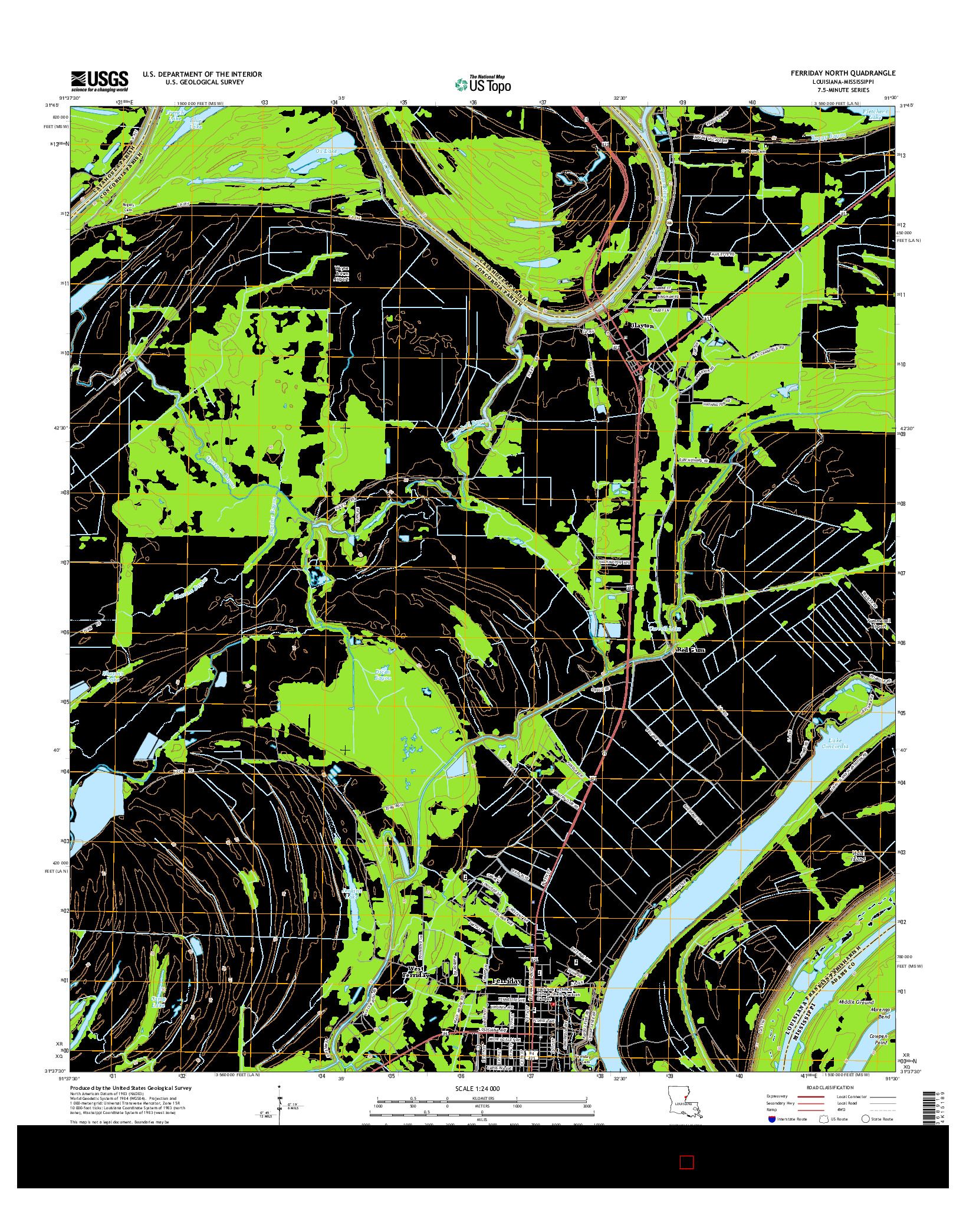 USGS US TOPO 7.5-MINUTE MAP FOR FERRIDAY NORTH, LA-MS 2015