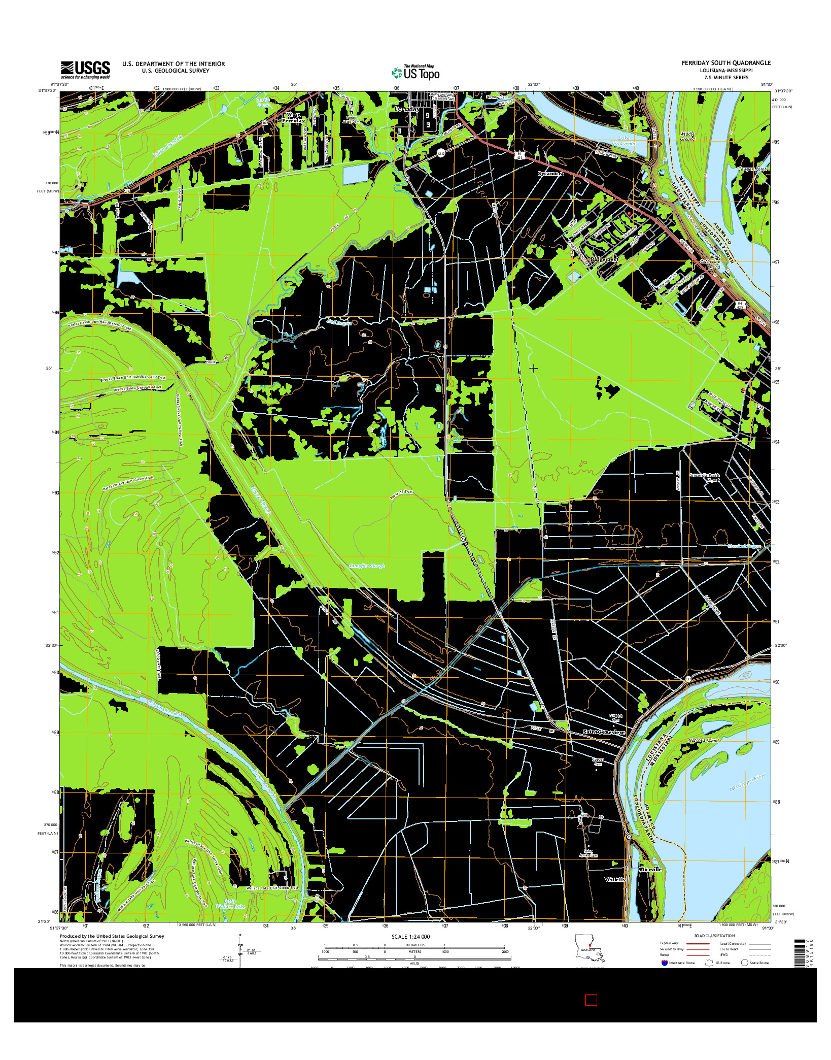 USGS US TOPO 7.5-MINUTE MAP FOR FERRIDAY SOUTH, LA-MS 2015