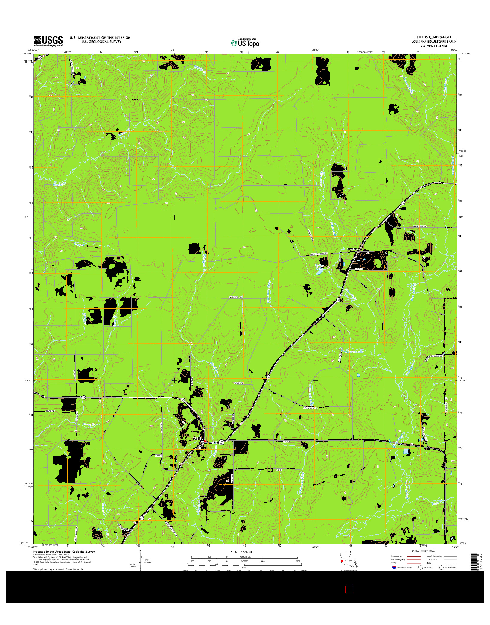 USGS US TOPO 7.5-MINUTE MAP FOR FIELDS, LA 2015
