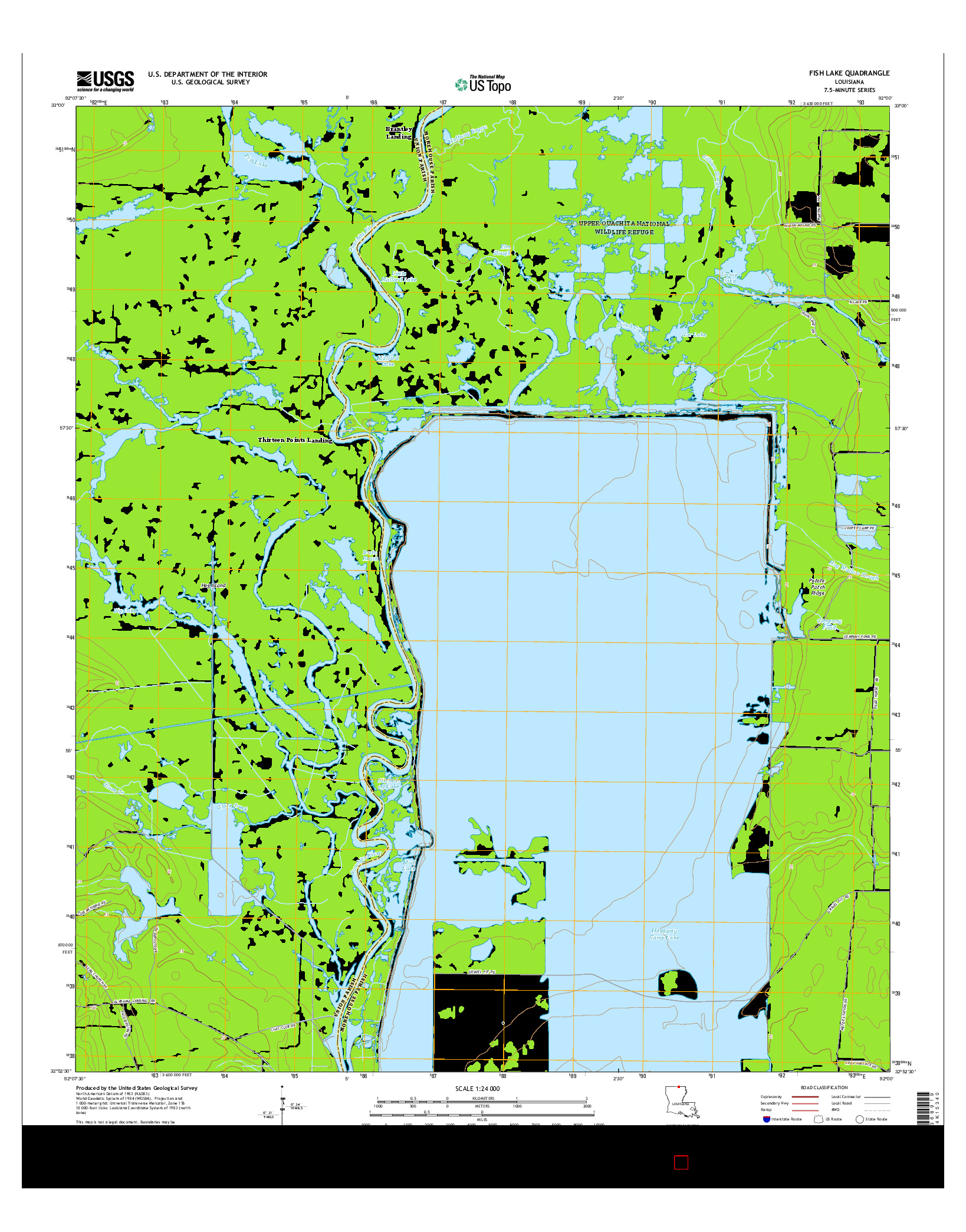 USGS US TOPO 7.5-MINUTE MAP FOR FISH LAKE, LA 2015