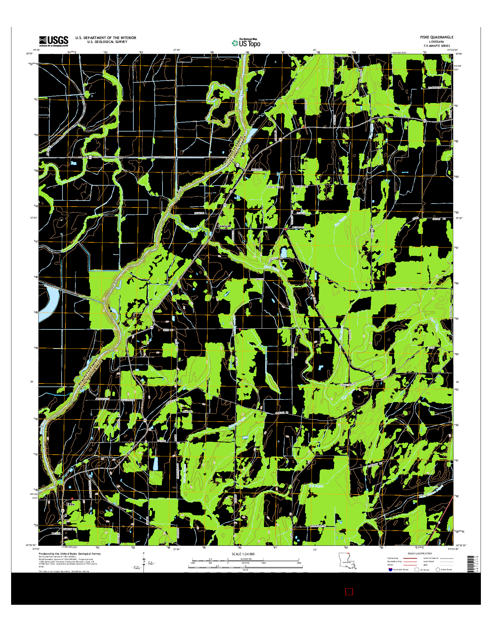 USGS US TOPO 7.5-MINUTE MAP FOR FISKE, LA 2015