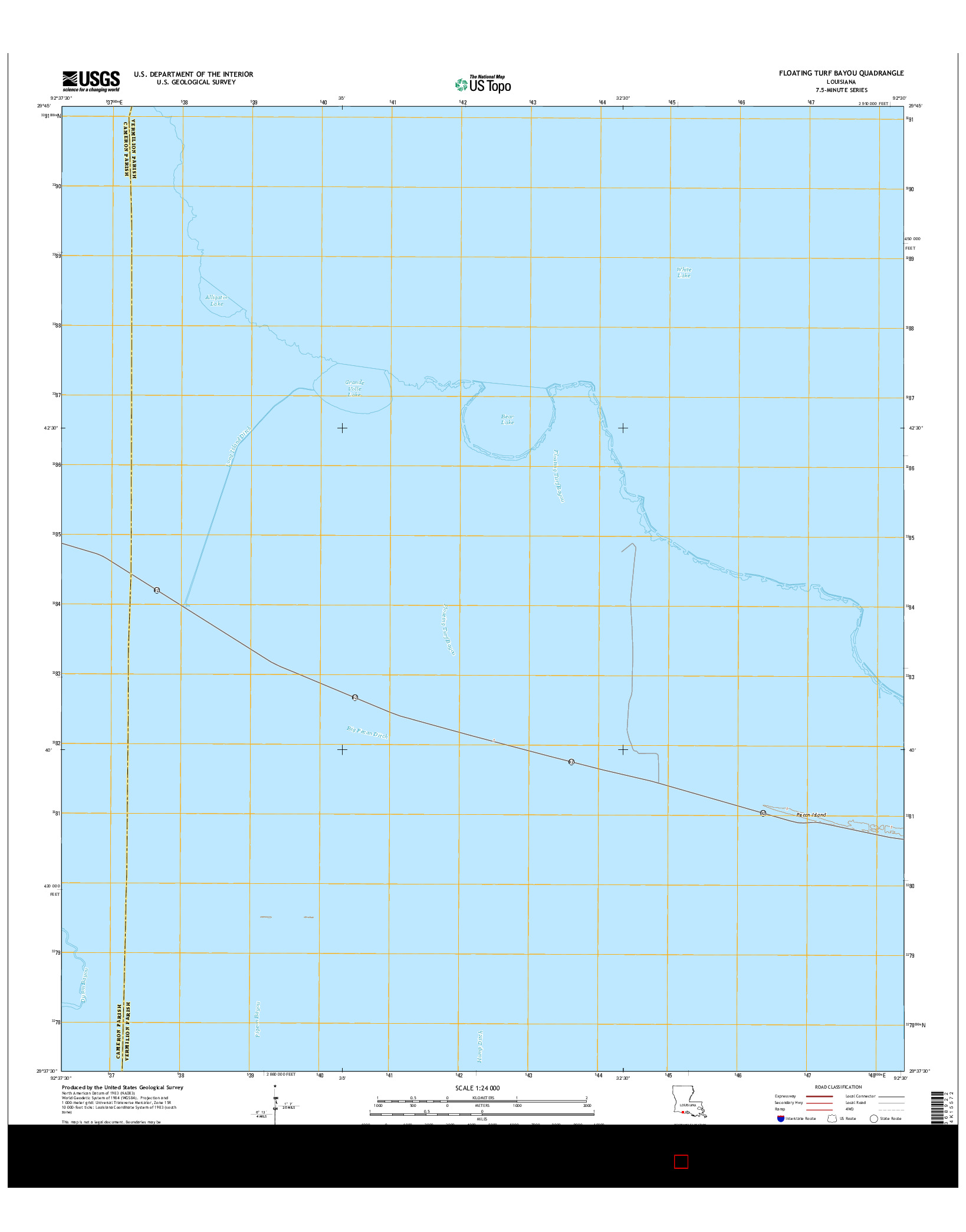 USGS US TOPO 7.5-MINUTE MAP FOR FLOATING TURF BAYOU, LA 2015