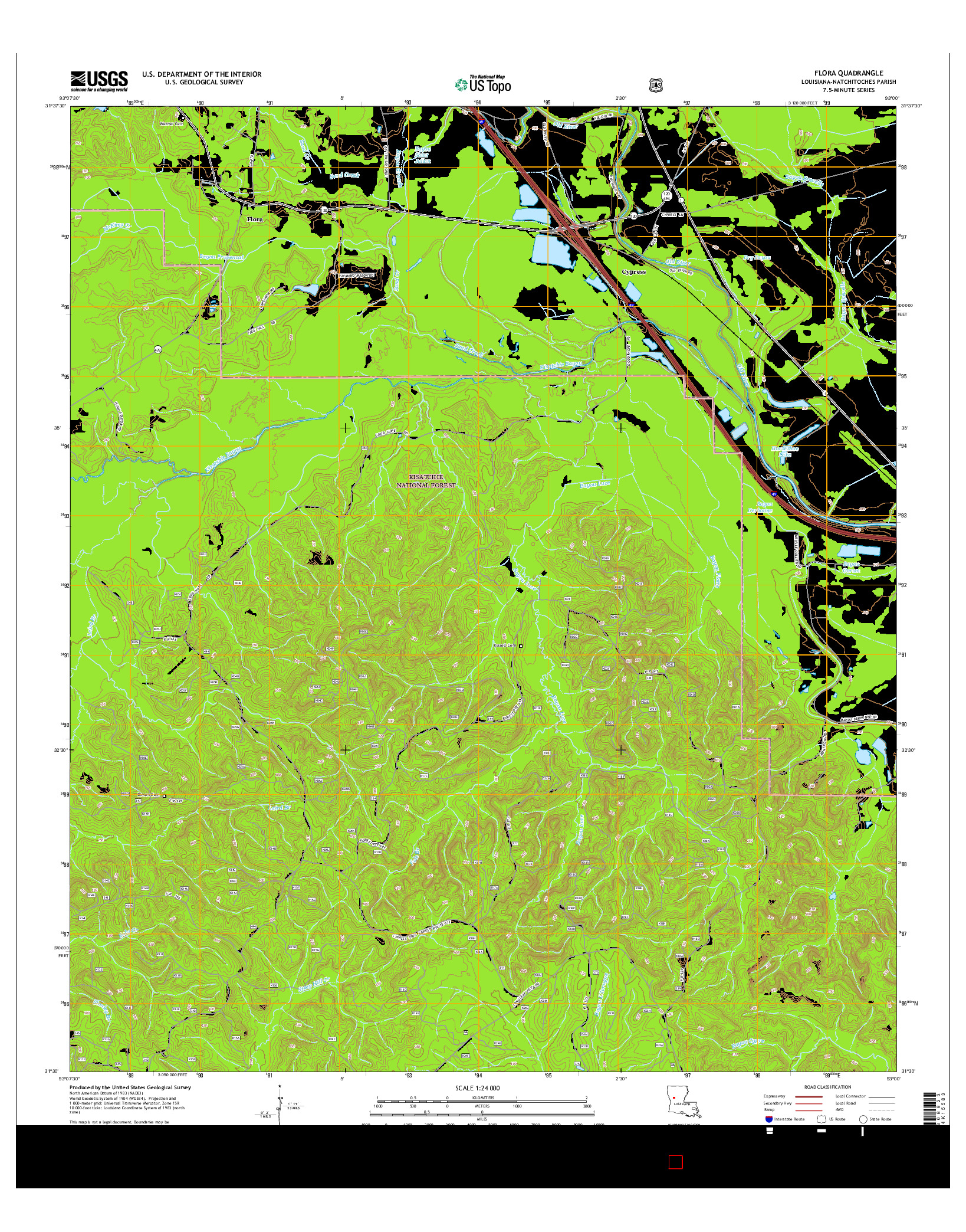 USGS US TOPO 7.5-MINUTE MAP FOR FLORA, LA 2015
