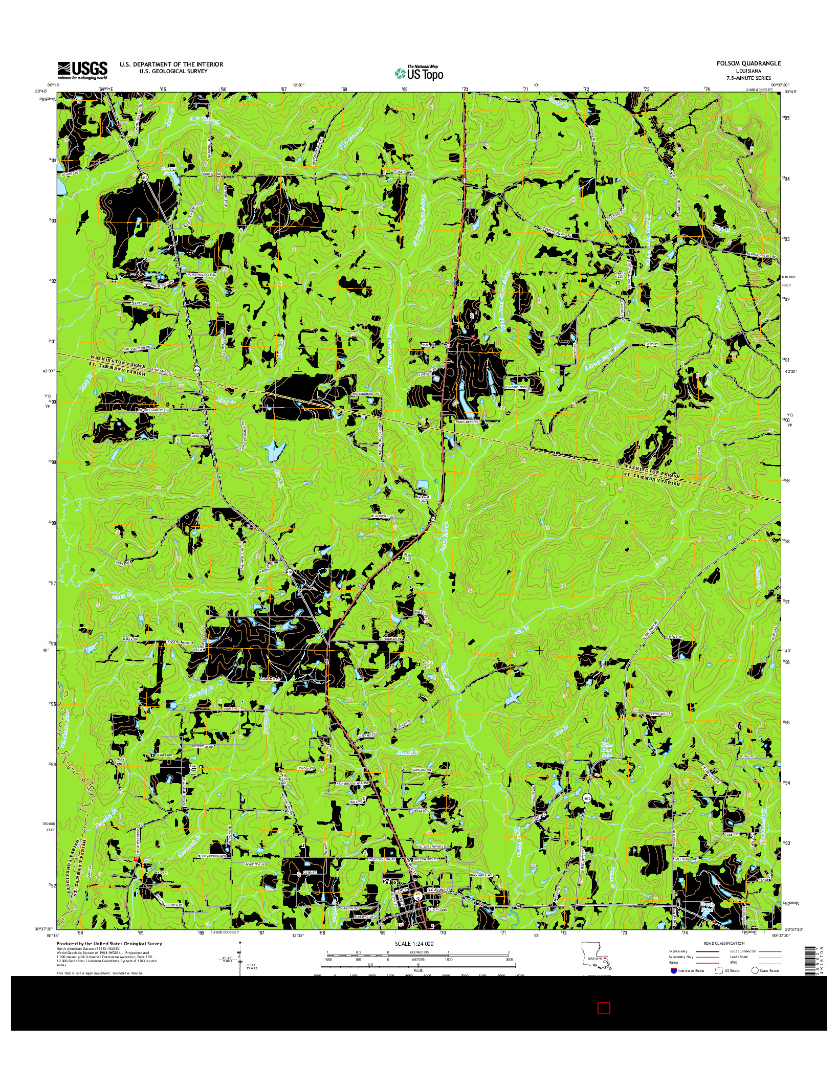 USGS US TOPO 7.5-MINUTE MAP FOR FOLSOM, LA 2015