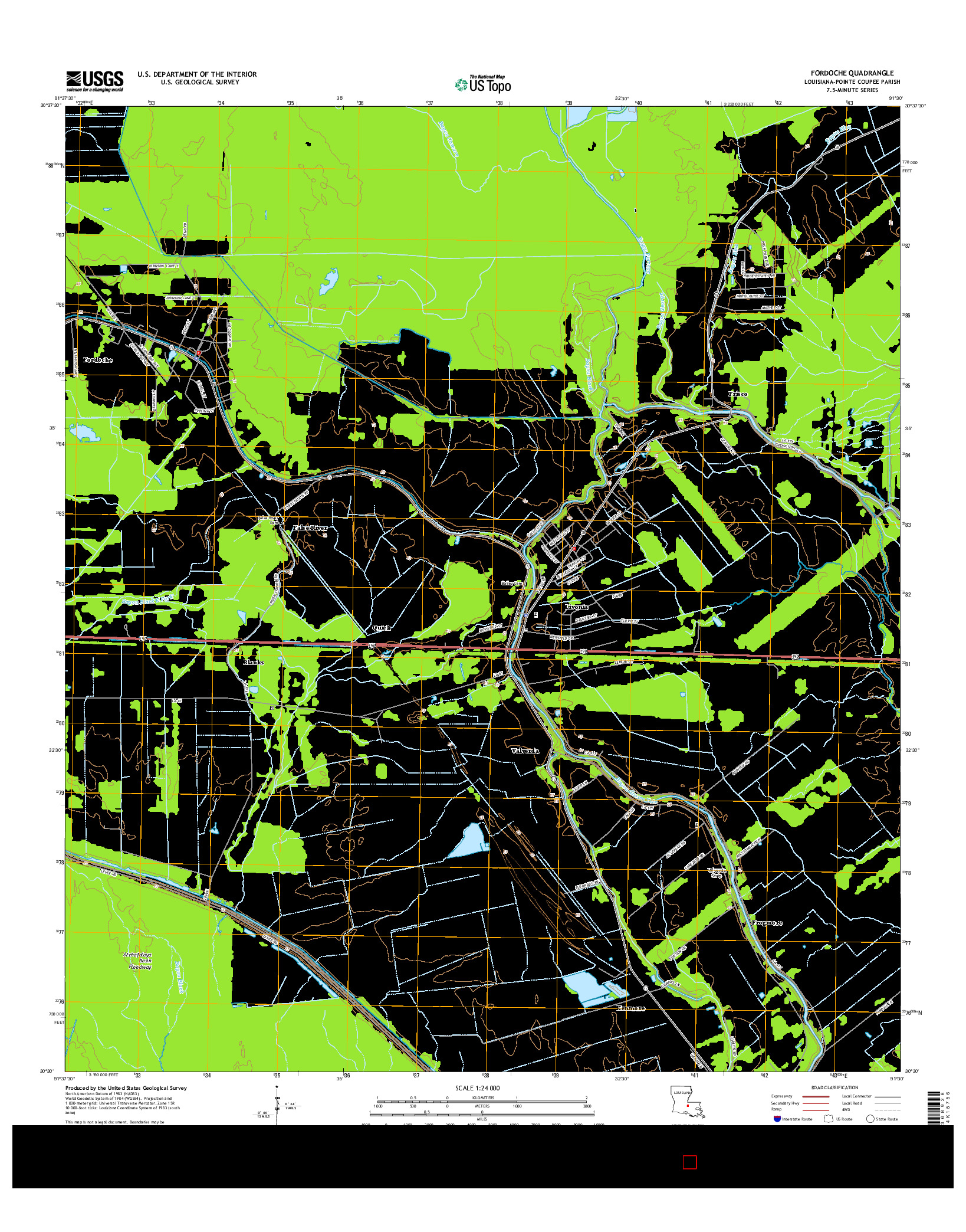 USGS US TOPO 7.5-MINUTE MAP FOR FORDOCHE, LA 2015