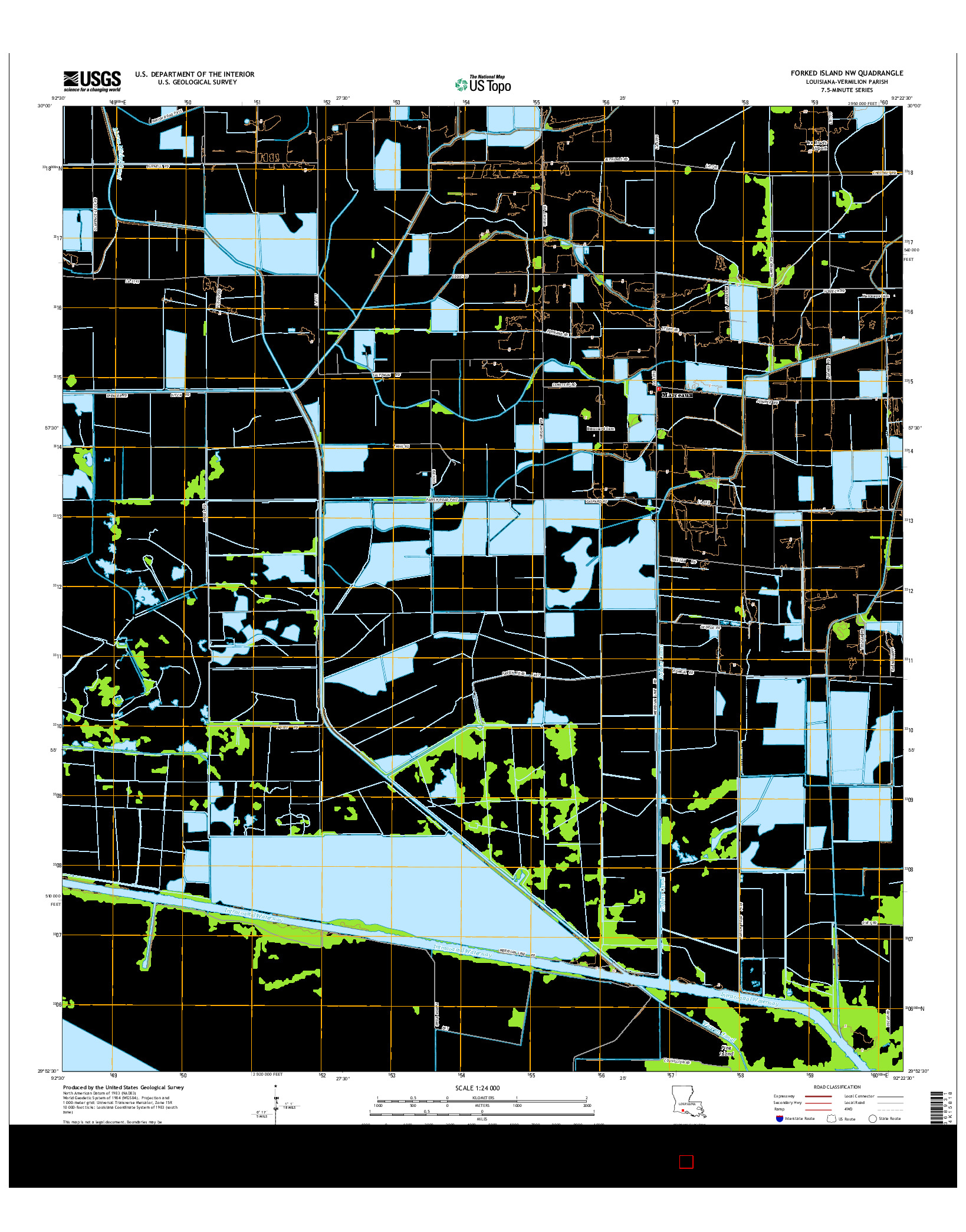 USGS US TOPO 7.5-MINUTE MAP FOR FORKED ISLAND NW, LA 2015