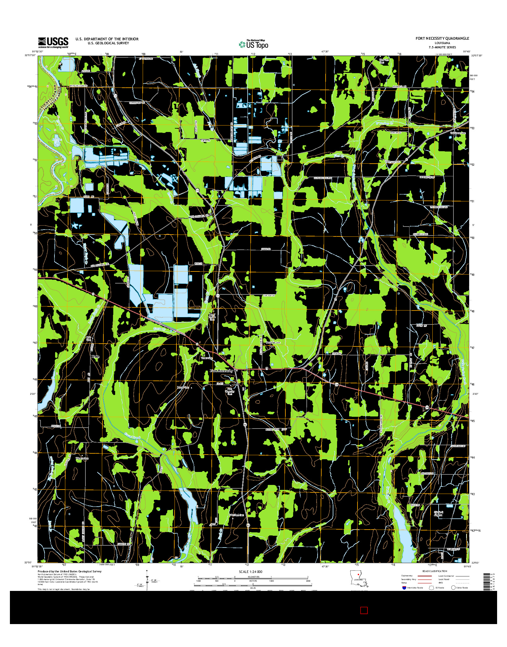 USGS US TOPO 7.5-MINUTE MAP FOR FORT NECESSITY, LA 2015