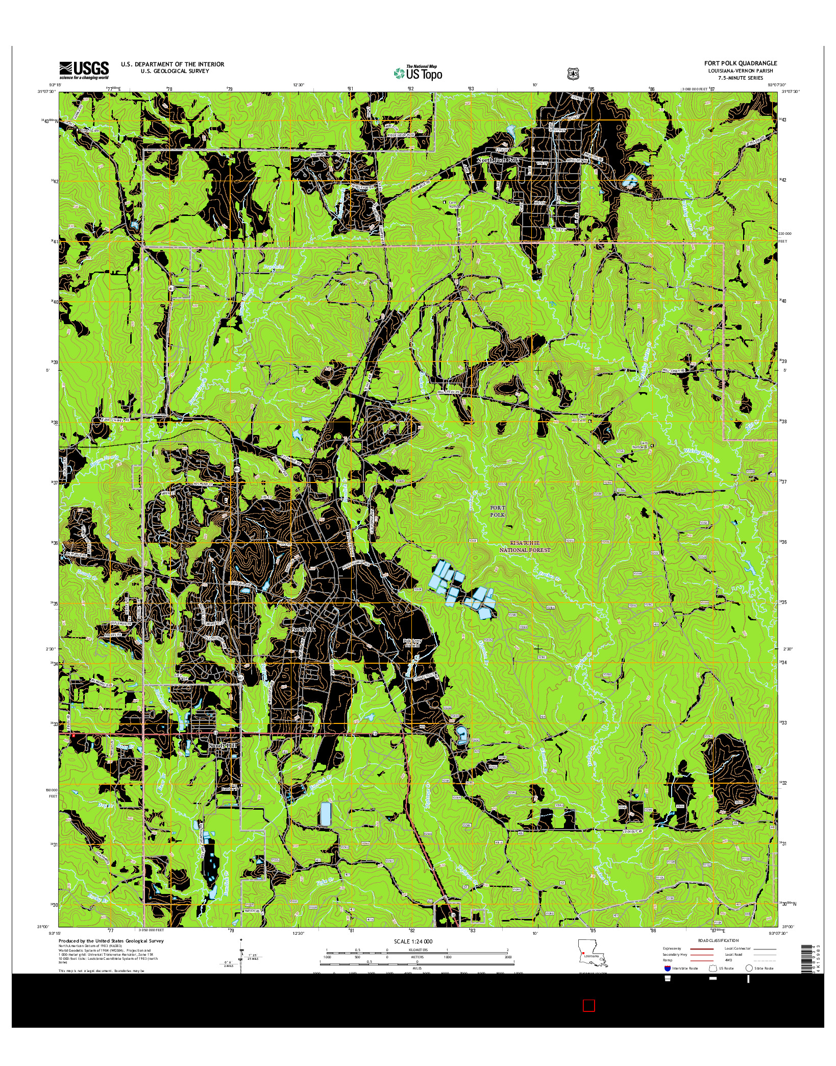 USGS US TOPO 7.5-MINUTE MAP FOR FORT POLK, LA 2015