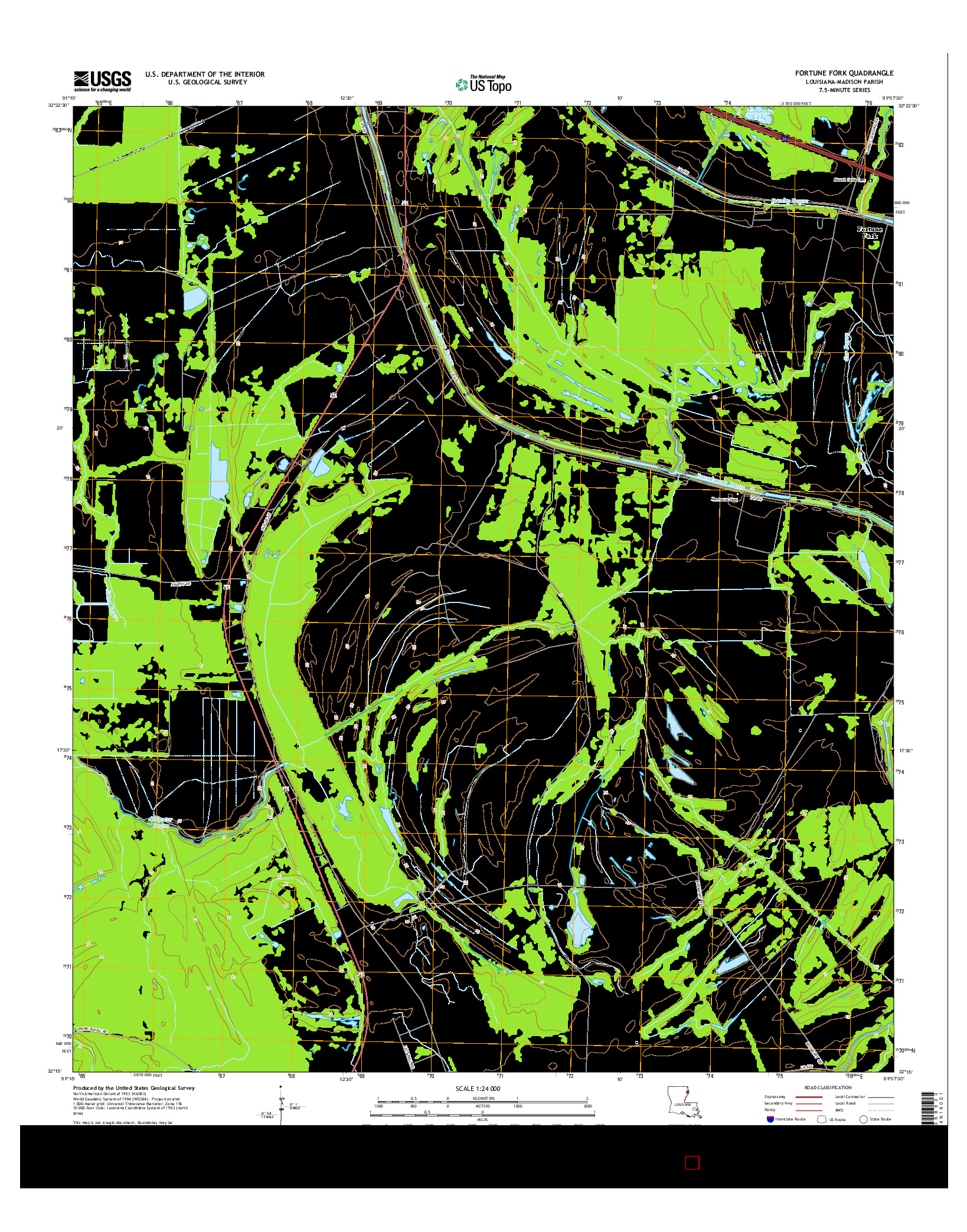 USGS US TOPO 7.5-MINUTE MAP FOR FORTUNE FORK, LA 2015