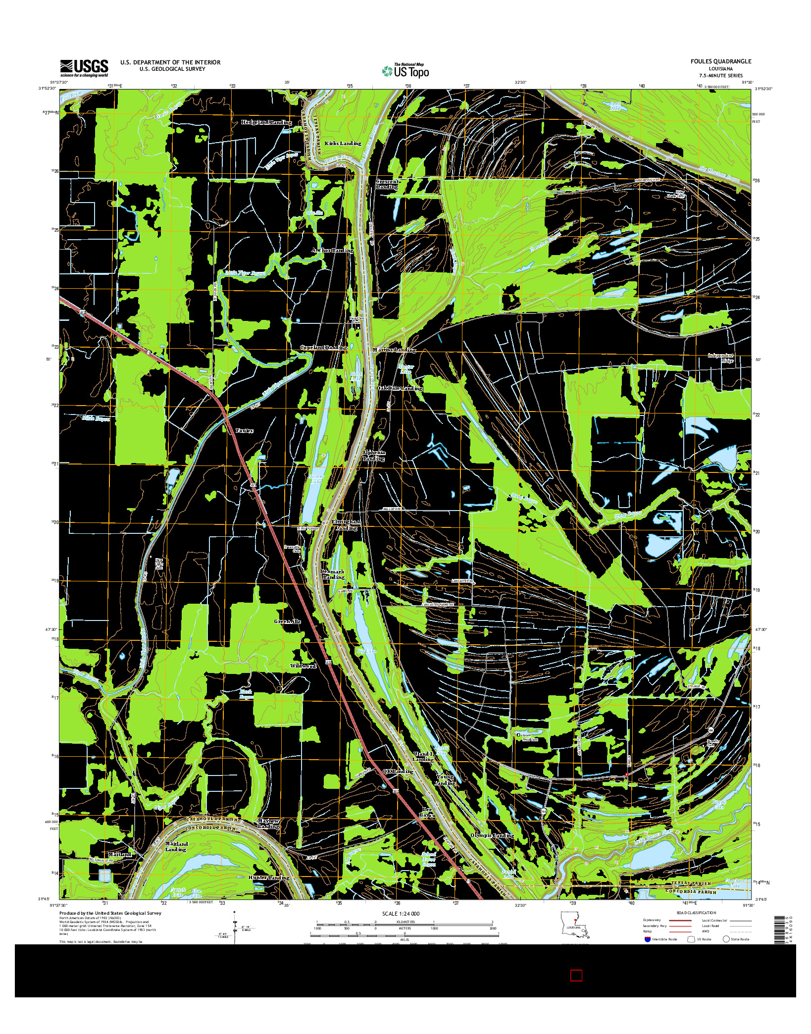 USGS US TOPO 7.5-MINUTE MAP FOR FOULES, LA 2015