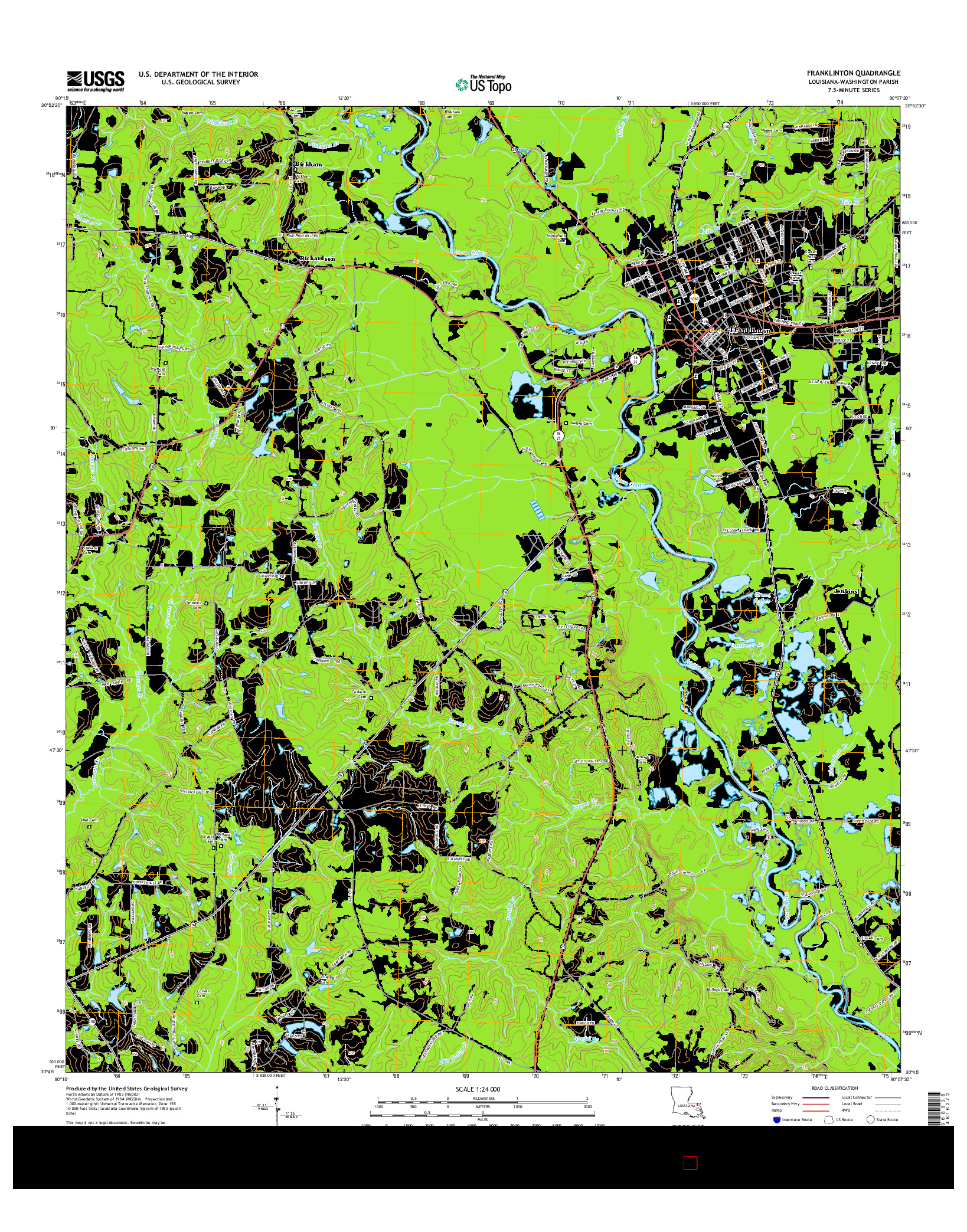 USGS US TOPO 7.5-MINUTE MAP FOR FRANKLINTON, LA 2015