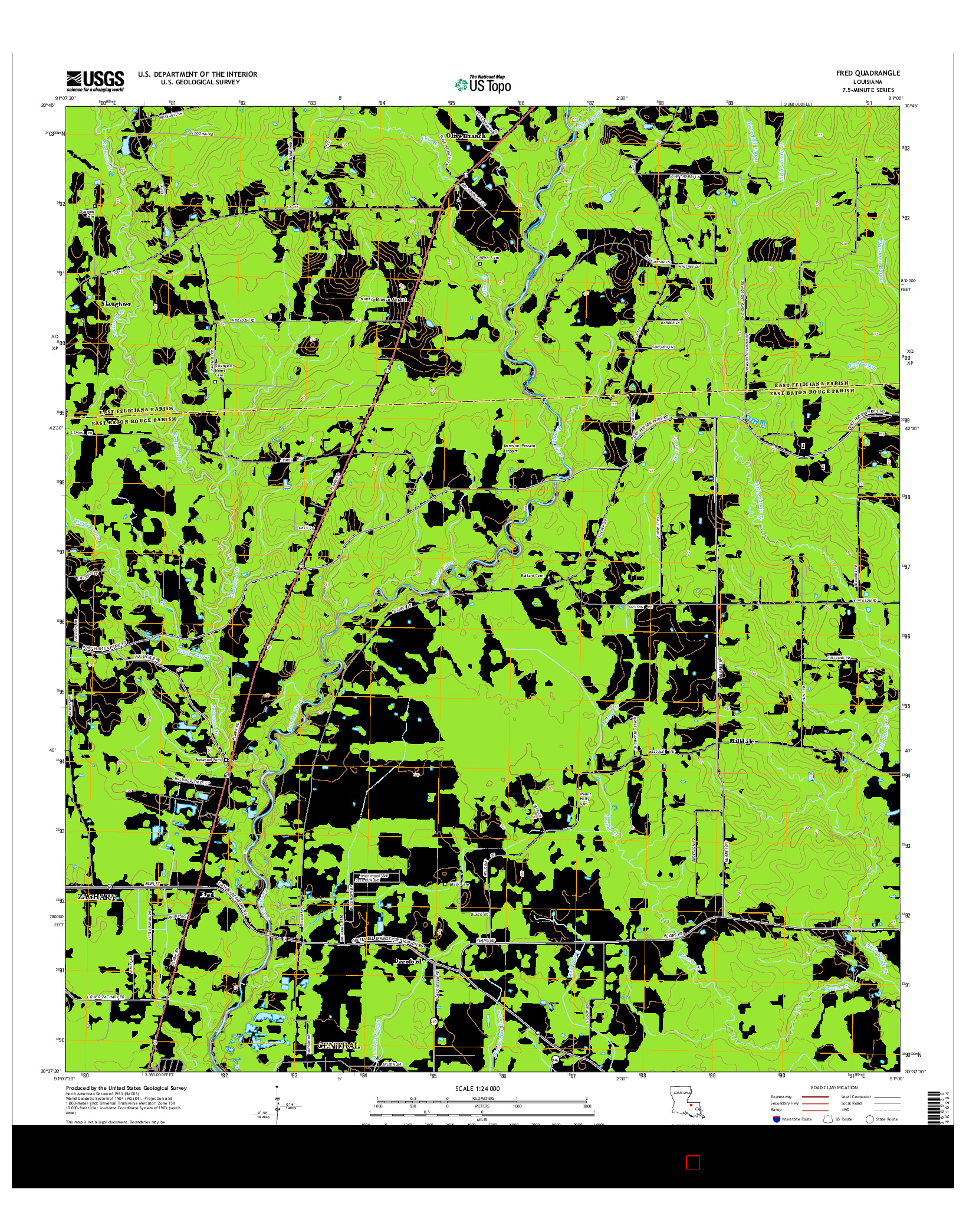 USGS US TOPO 7.5-MINUTE MAP FOR FRED, LA 2015