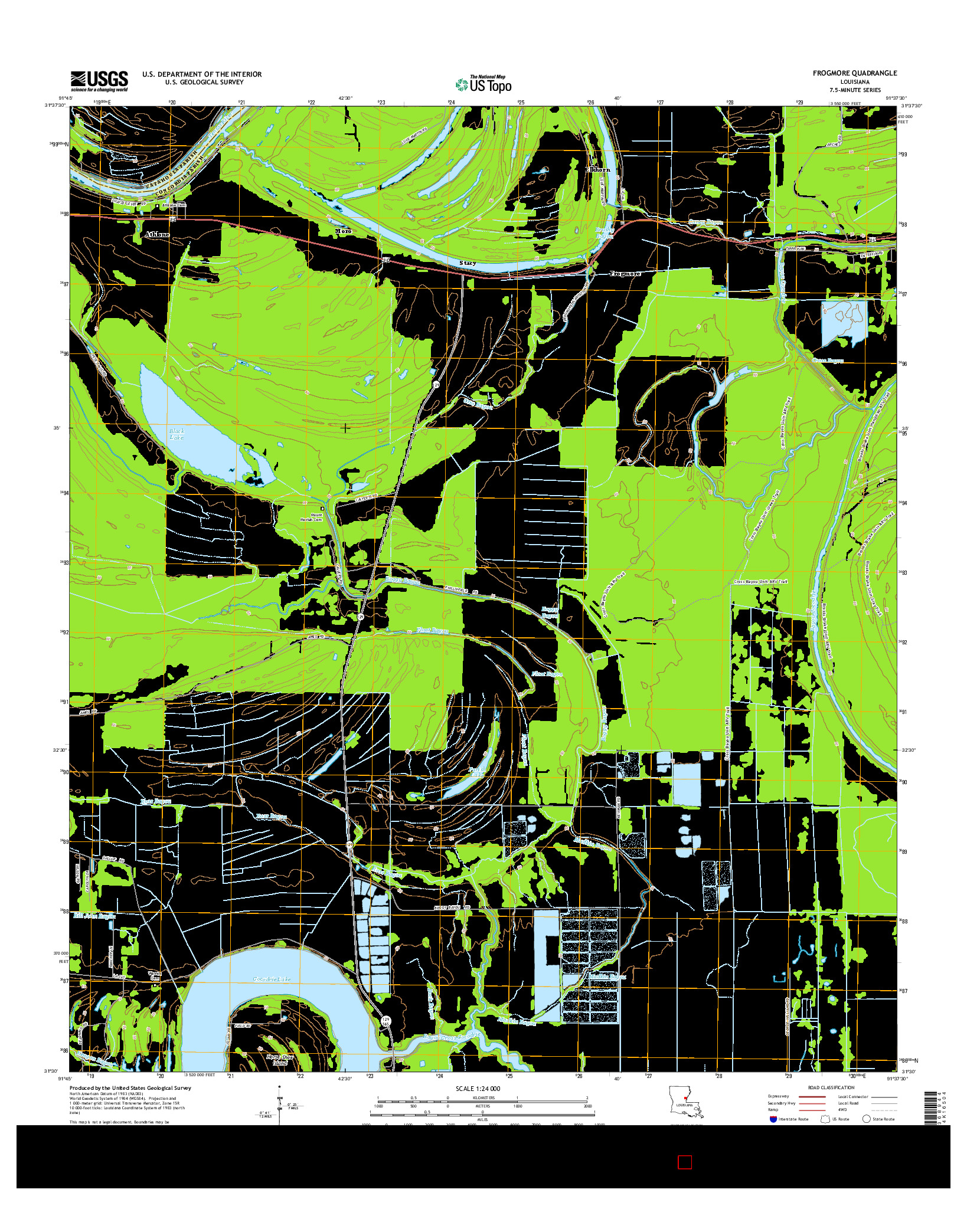 USGS US TOPO 7.5-MINUTE MAP FOR FROGMORE, LA 2015