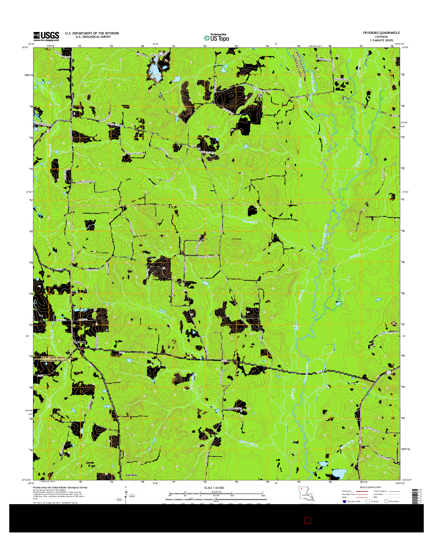 USGS US TOPO 7.5-MINUTE MAP FOR FRYEBURG, LA 2015