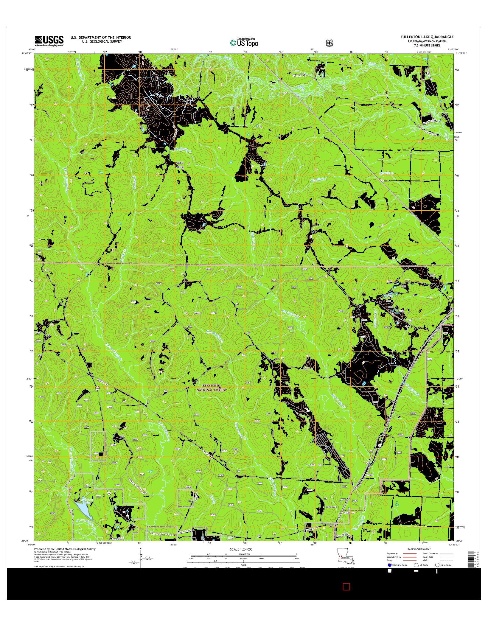 USGS US TOPO 7.5-MINUTE MAP FOR FULLERTON LAKE, LA 2015