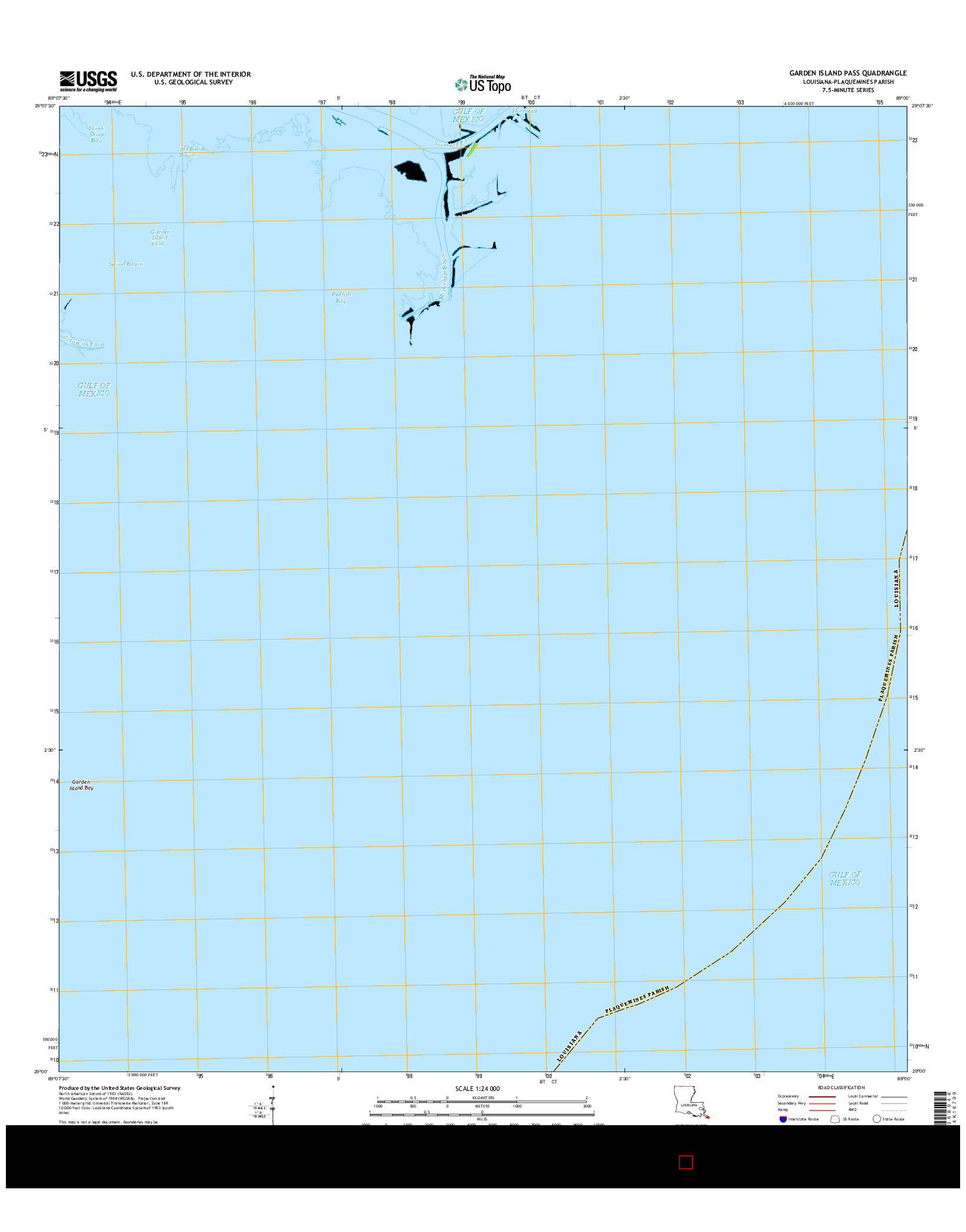 USGS US TOPO 7.5-MINUTE MAP FOR GARDEN ISLAND PASS, LA 2015