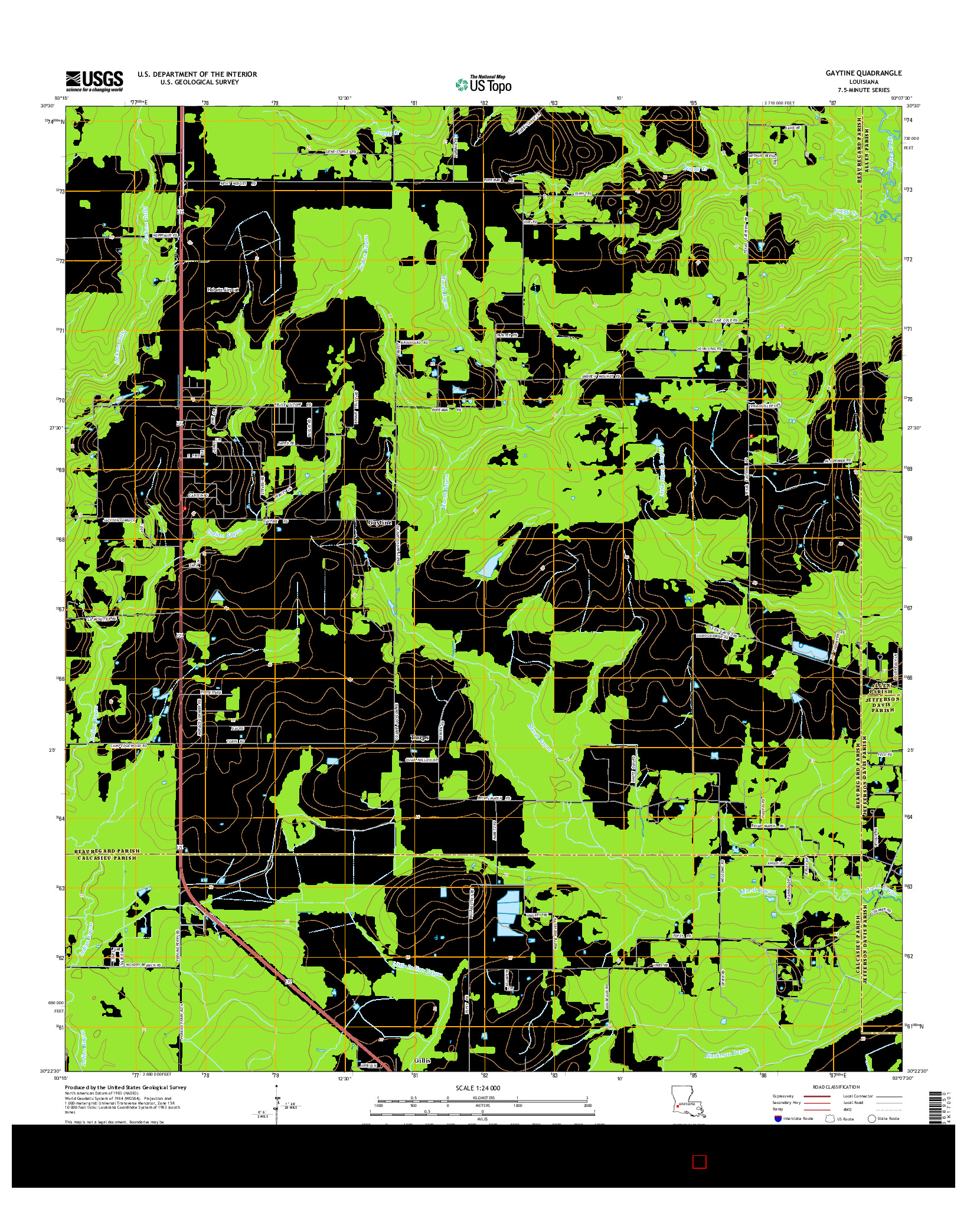 USGS US TOPO 7.5-MINUTE MAP FOR GAYTINE, LA 2015