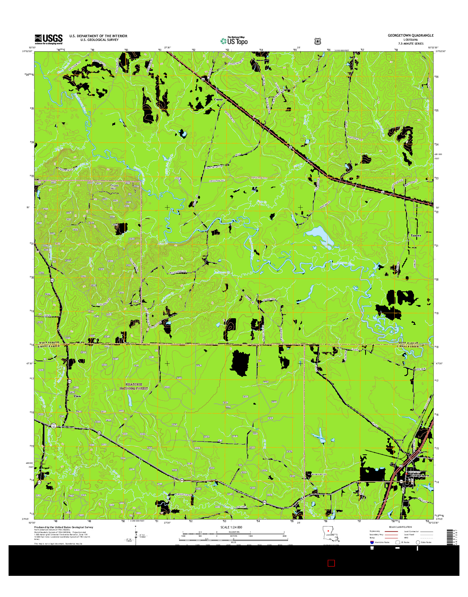USGS US TOPO 7.5-MINUTE MAP FOR GEORGETOWN, LA 2015