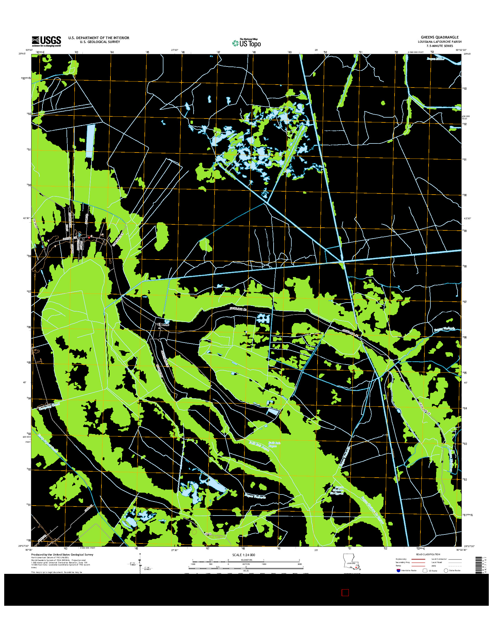 USGS US TOPO 7.5-MINUTE MAP FOR GHEENS, LA 2015