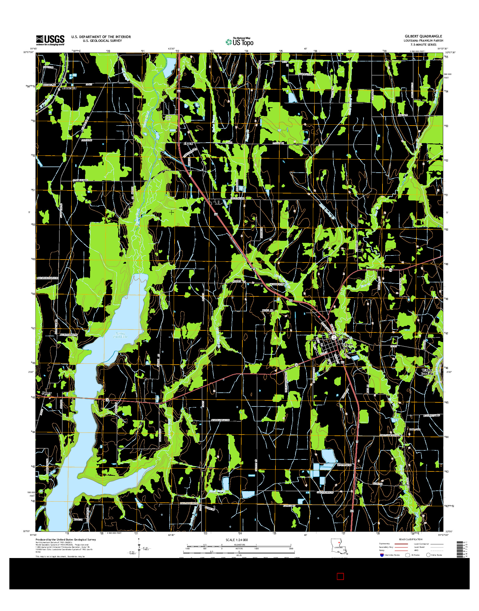 USGS US TOPO 7.5-MINUTE MAP FOR GILBERT, LA 2015