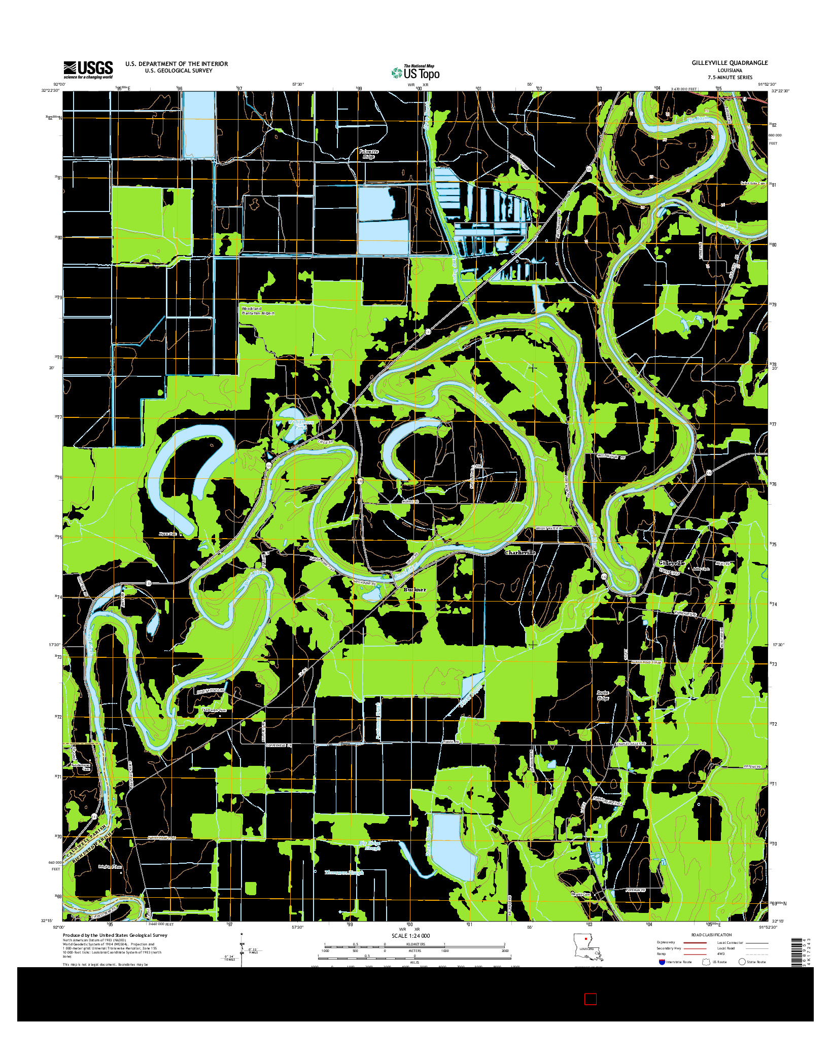 USGS US TOPO 7.5-MINUTE MAP FOR GILLEYVILLE, LA 2015