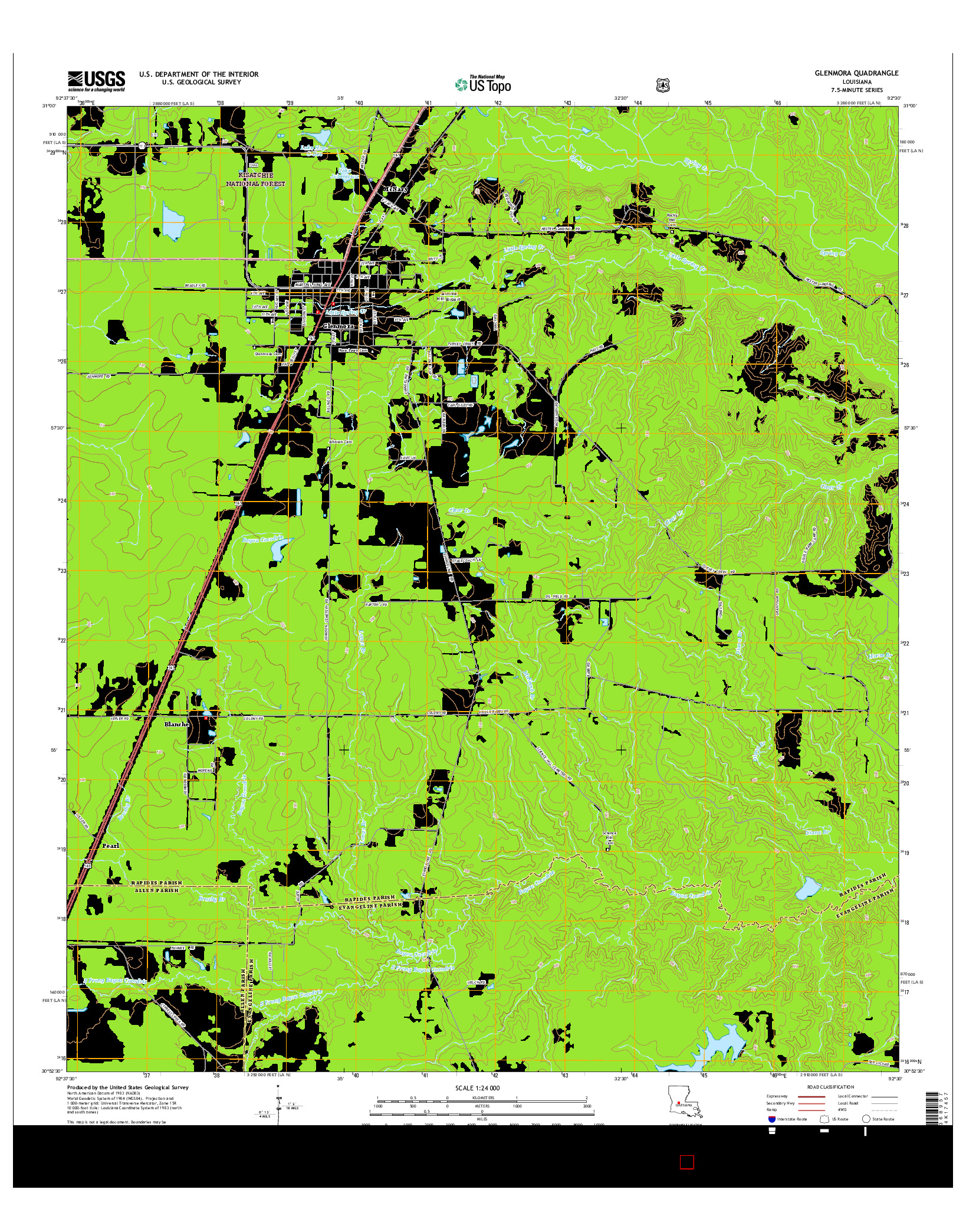 USGS US TOPO 7.5-MINUTE MAP FOR GLENMORA, LA 2015