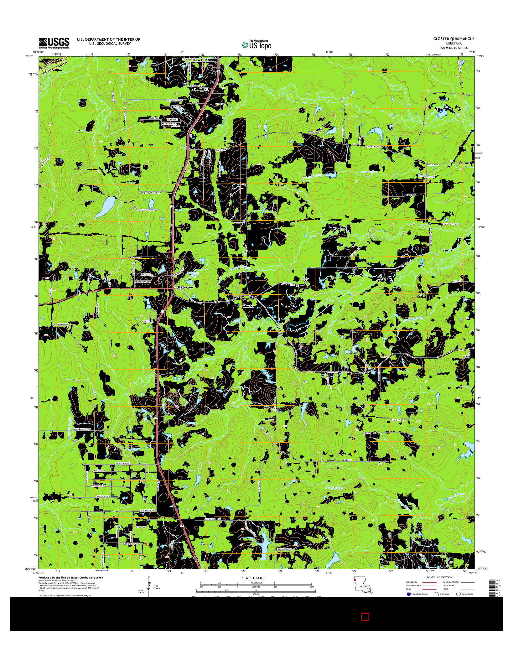 USGS US TOPO 7.5-MINUTE MAP FOR GLOSTER, LA 2015