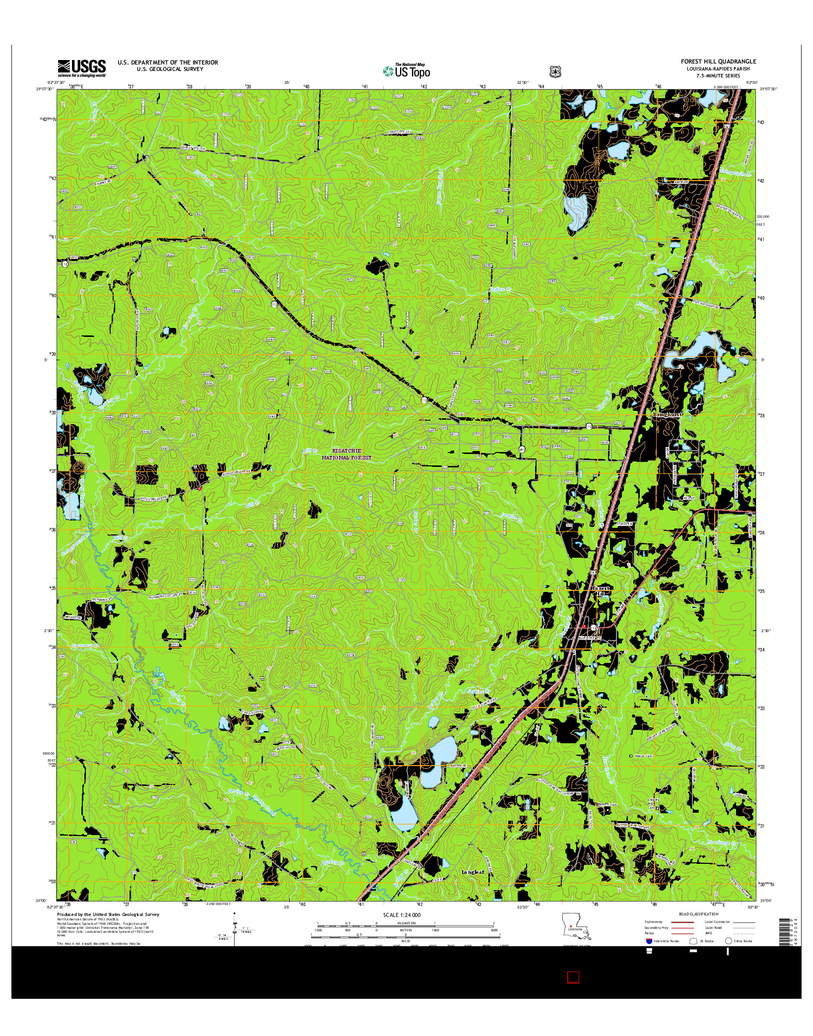 USGS US TOPO 7.5-MINUTE MAP FOR FOREST HILL, LA 2015