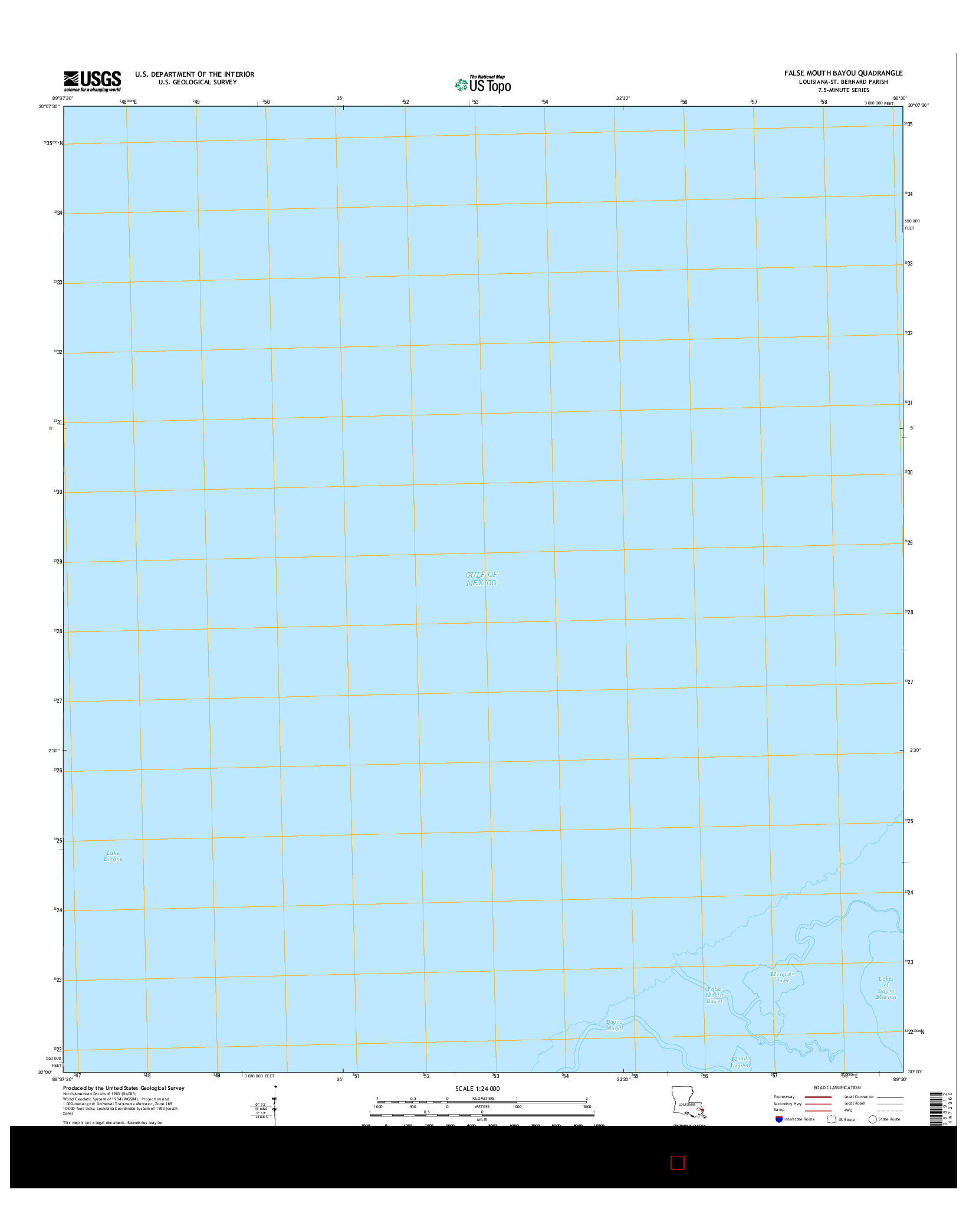 USGS US TOPO 7.5-MINUTE MAP FOR FALSE MOUTH BAYOU, LA 2015