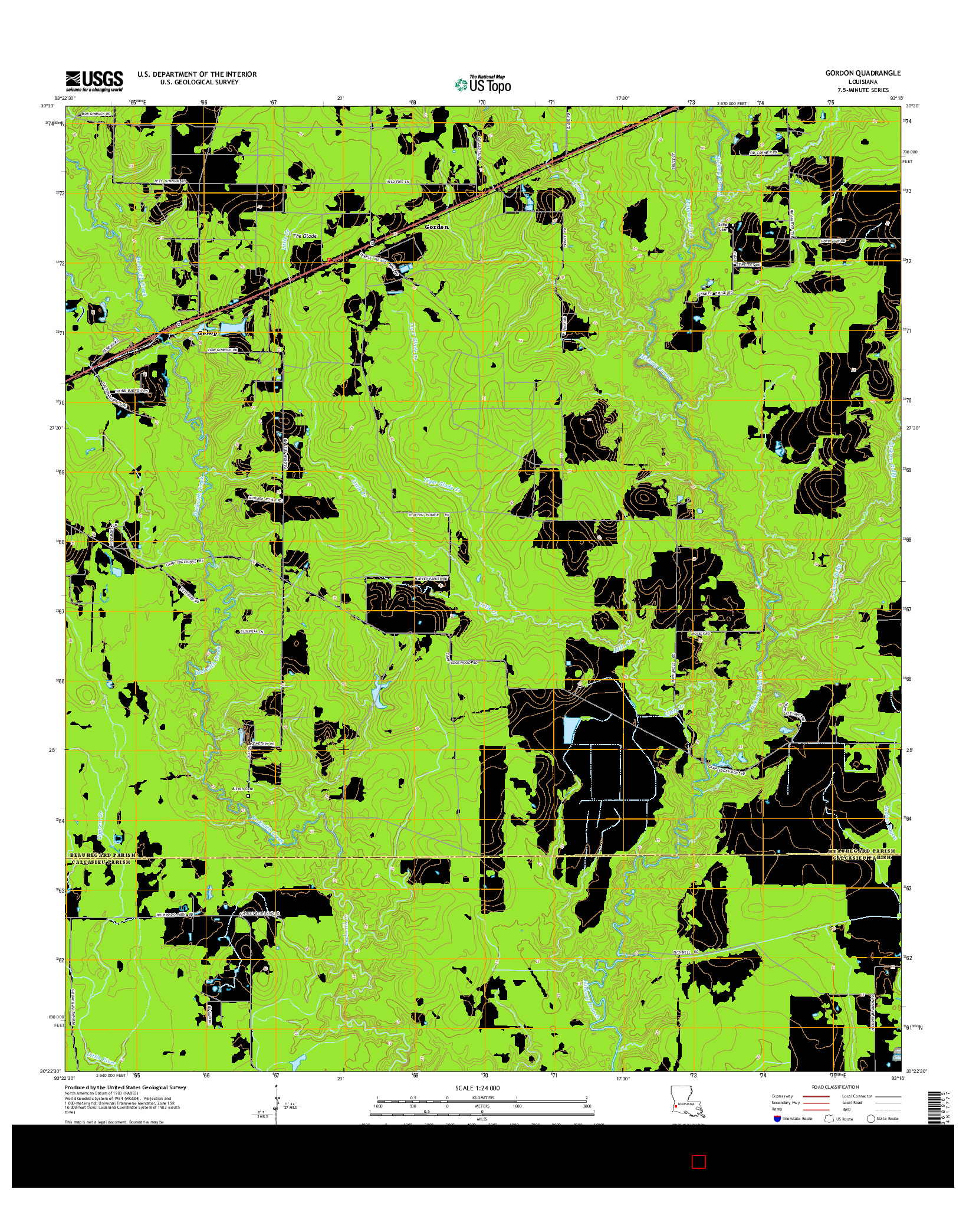 USGS US TOPO 7.5-MINUTE MAP FOR GORDON, LA 2015