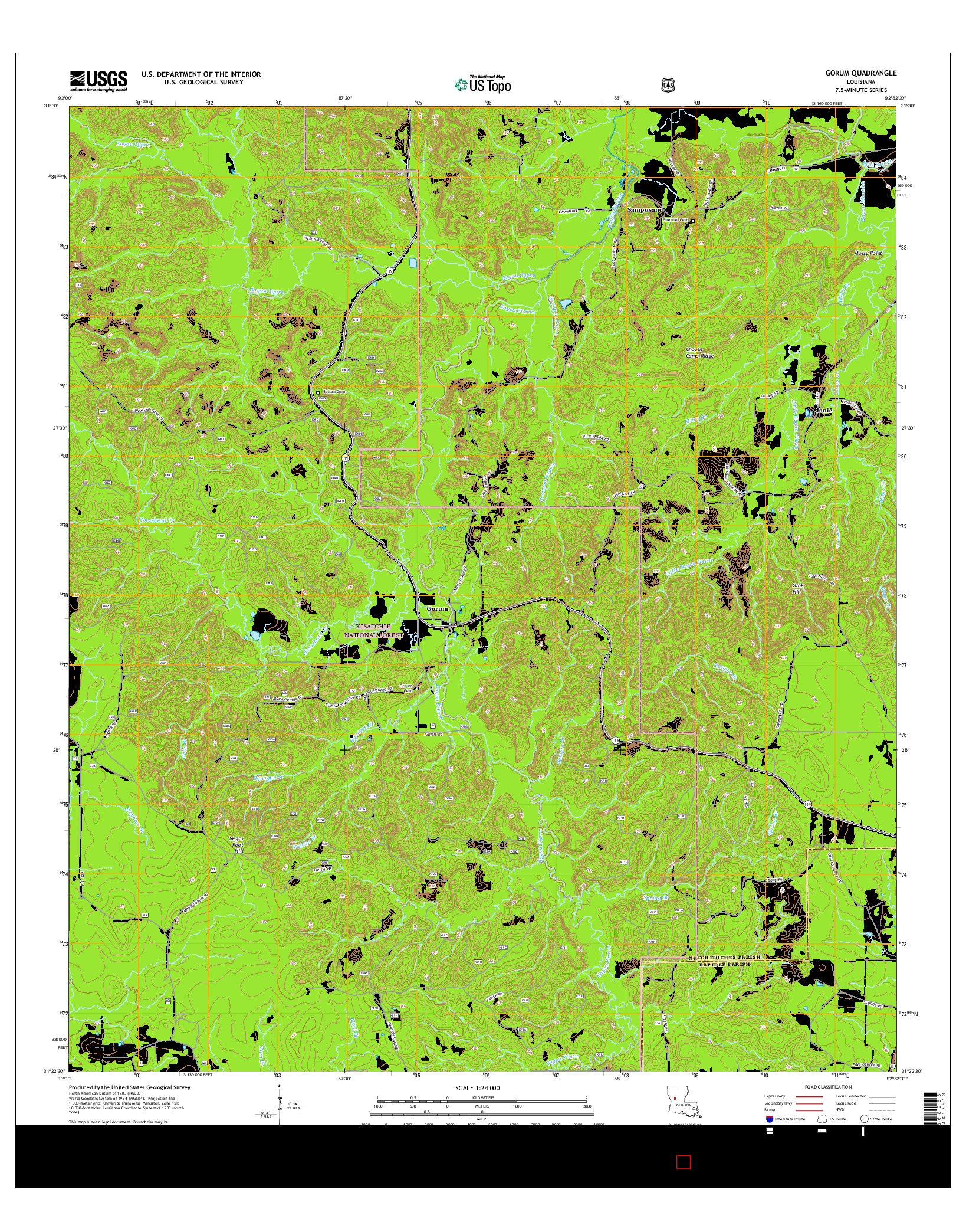 USGS US TOPO 7.5-MINUTE MAP FOR GORUM, LA 2015