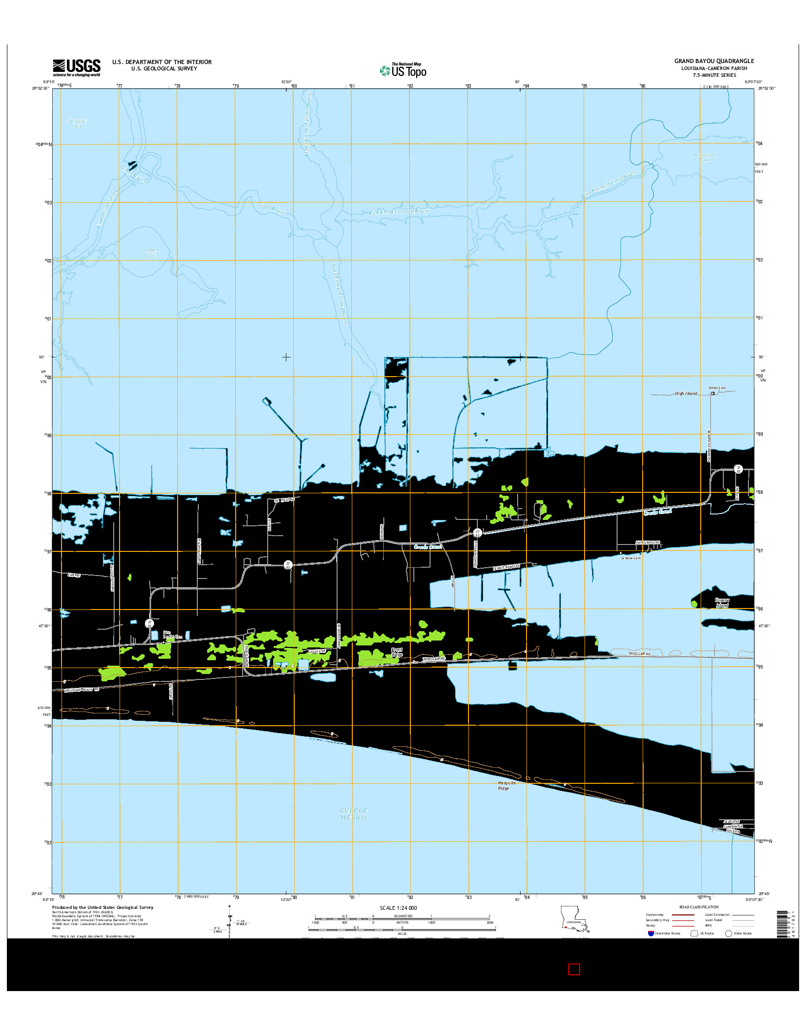 USGS US TOPO 7.5-MINUTE MAP FOR GRAND BAYOU, LA 2015